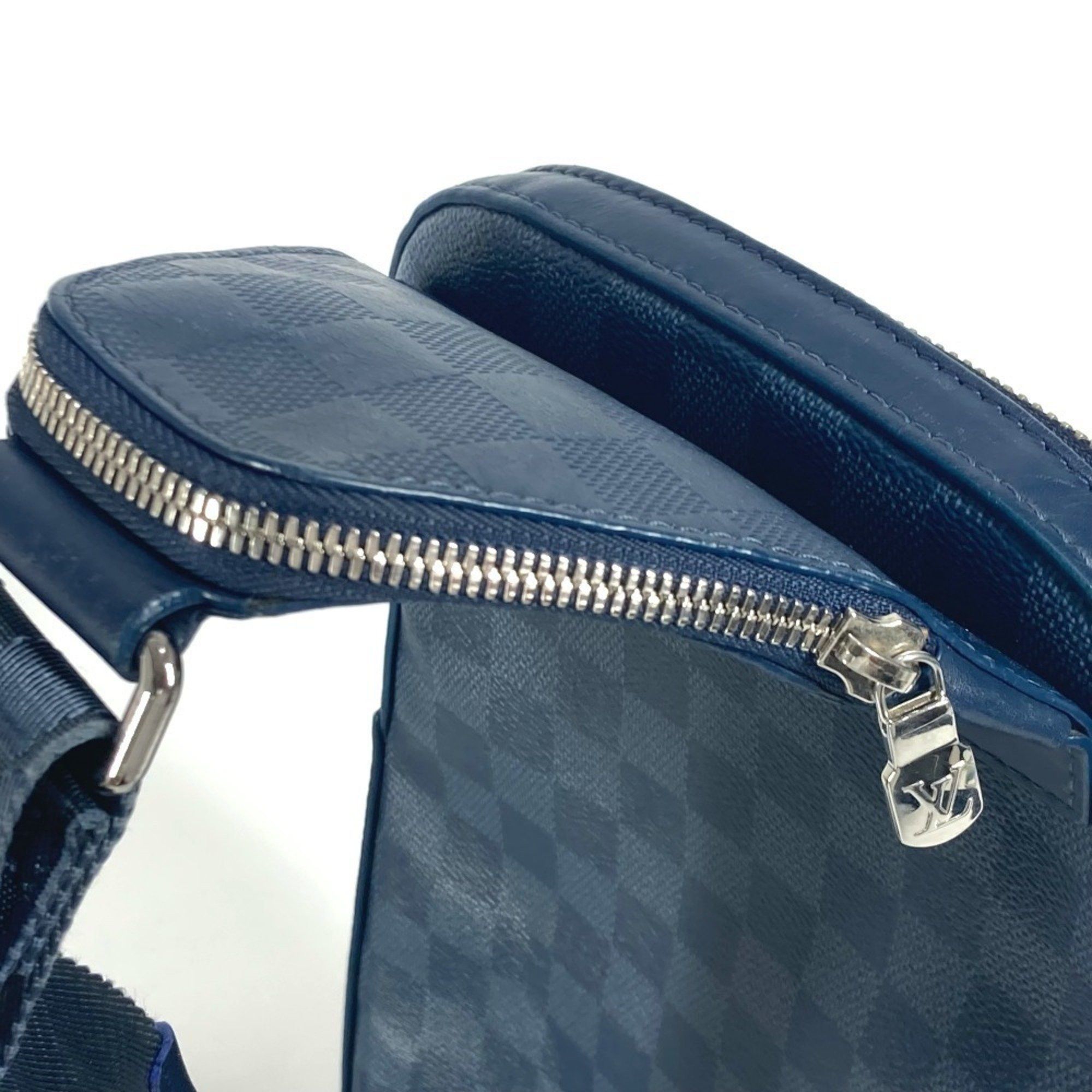 LOUIS VUITTON N40439 Damier Squared Avenue Sling Bag, Belt Shoulder Cross Body Graphite Canvas, Infini Leather, Men's, Women's, Navy