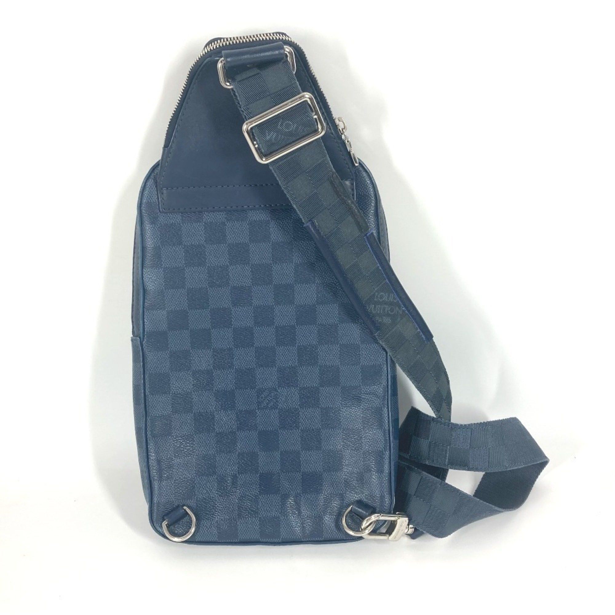 LOUIS VUITTON N40439 Damier Squared Avenue Sling Bag, Belt Shoulder Cross Body Graphite Canvas, Infini Leather, Men's, Women's, Navy