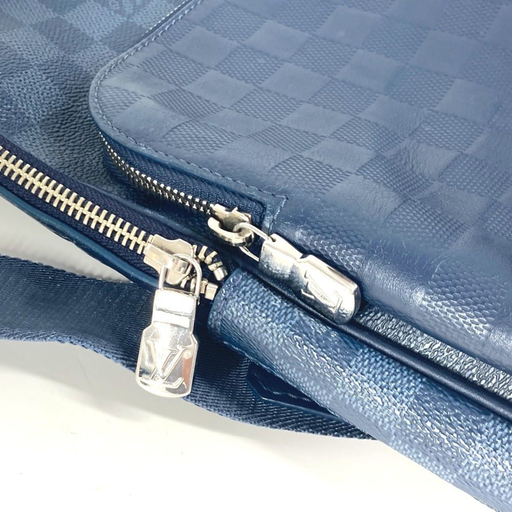 LOUIS VUITTON N40439 Damier Squared Avenue Sling Bag, Belt Shoulder Cross Body Graphite Canvas, Infini Leather, Men's, Women's, Navy