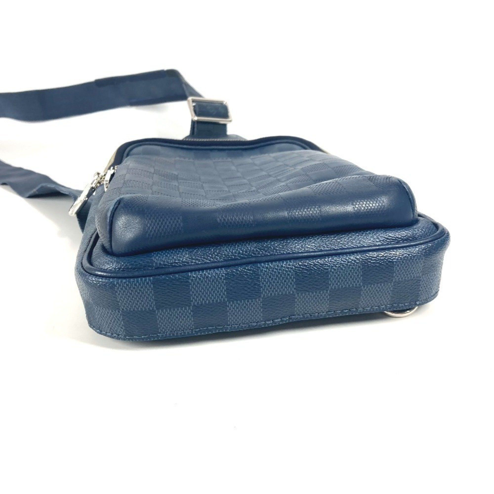 LOUIS VUITTON N40439 Damier Squared Avenue Sling Bag, Belt Shoulder Cross Body Graphite Canvas, Infini Leather, Men's, Women's, Navy