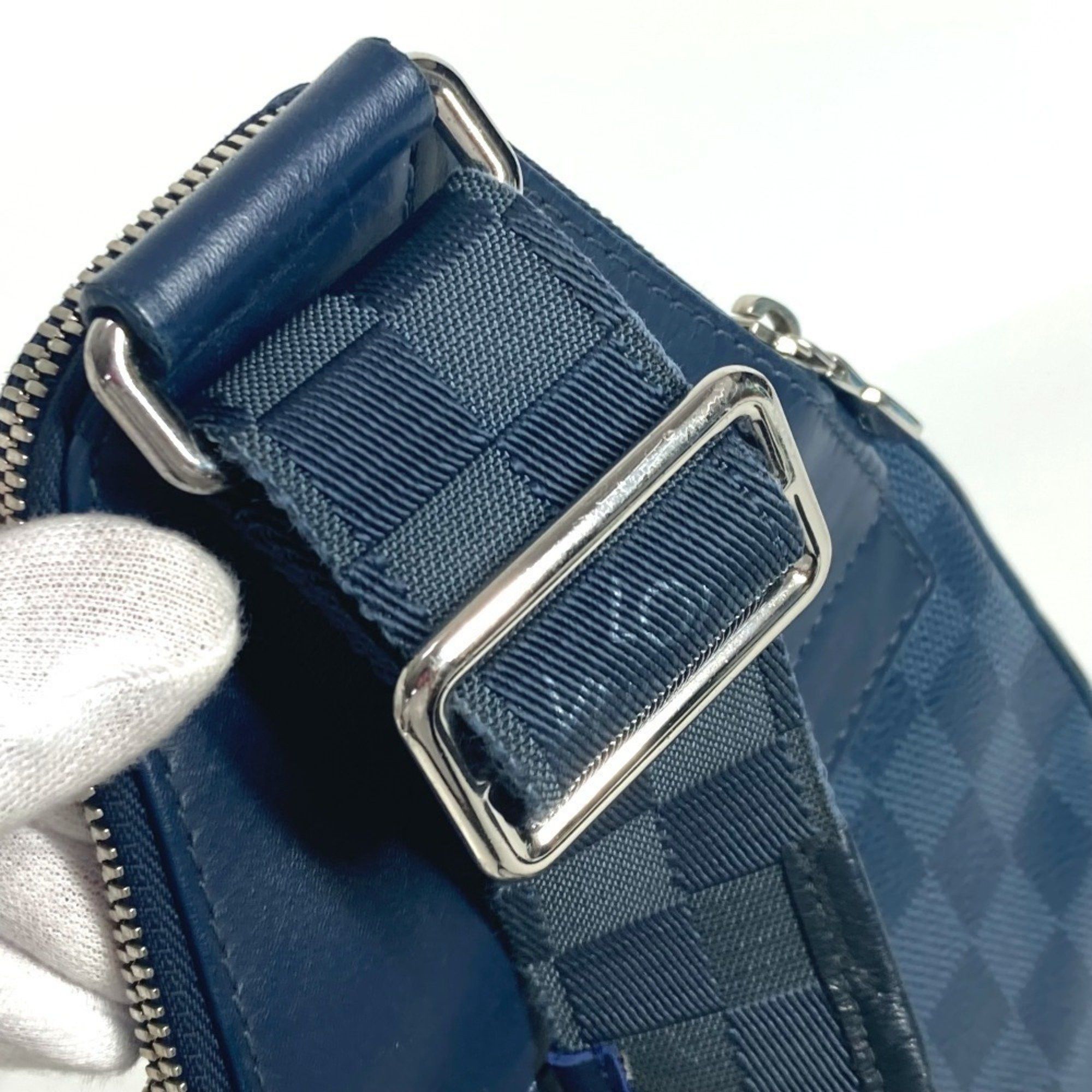 LOUIS VUITTON N40439 Damier Squared Avenue Sling Bag, Belt Shoulder Cross Body Graphite Canvas, Infini Leather, Men's, Women's, Navy