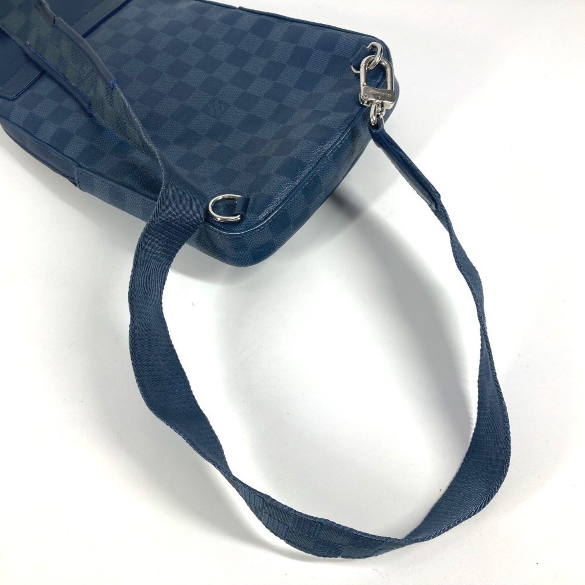 LOUIS VUITTON N40439 Damier Squared Avenue Sling Bag, Belt Shoulder Cross Body Graphite Canvas, Infini Leather, Men's, Women's, Navy