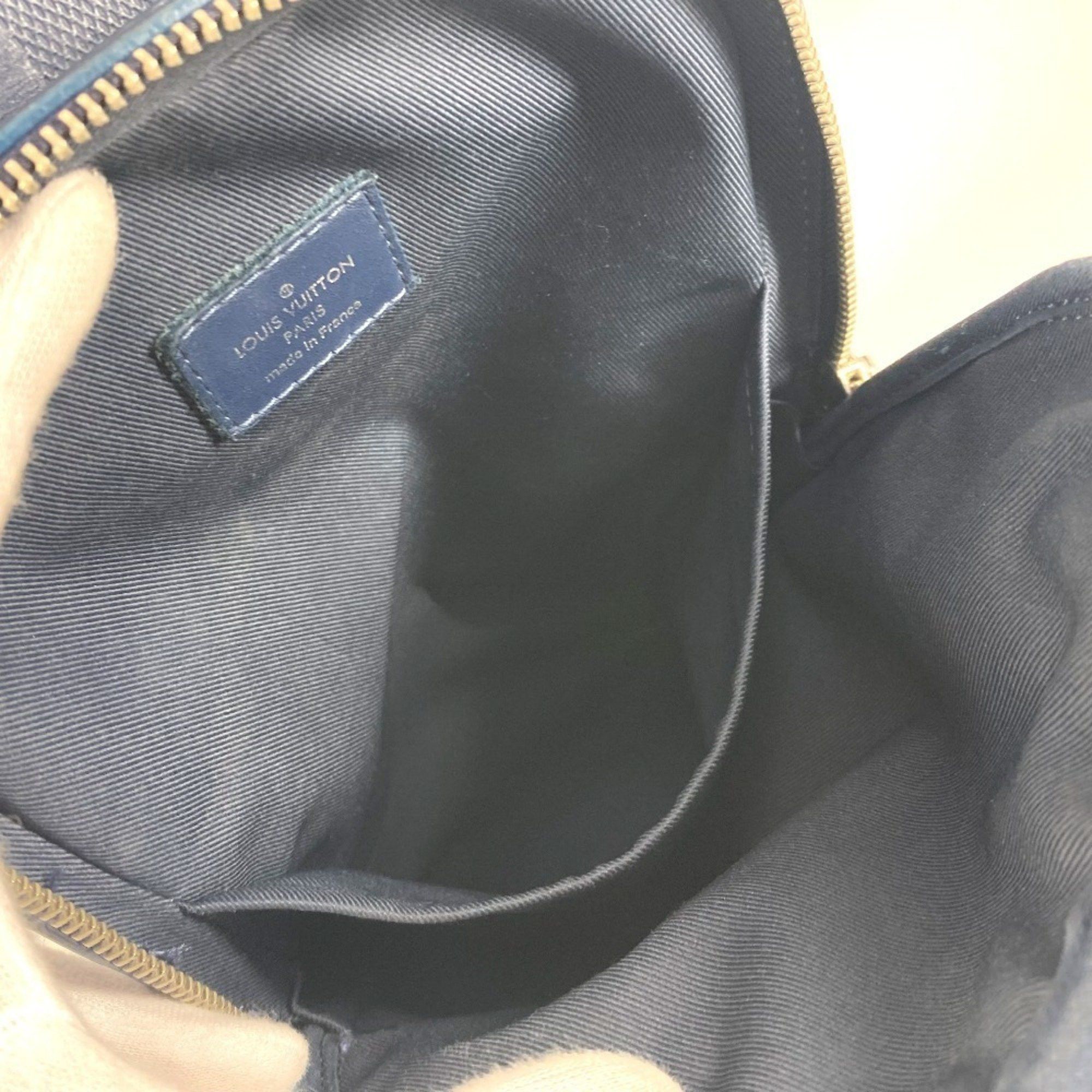 LOUIS VUITTON N40439 Damier Squared Avenue Sling Bag, Belt Shoulder Cross Body Graphite Canvas, Infini Leather, Men's, Women's, Navy