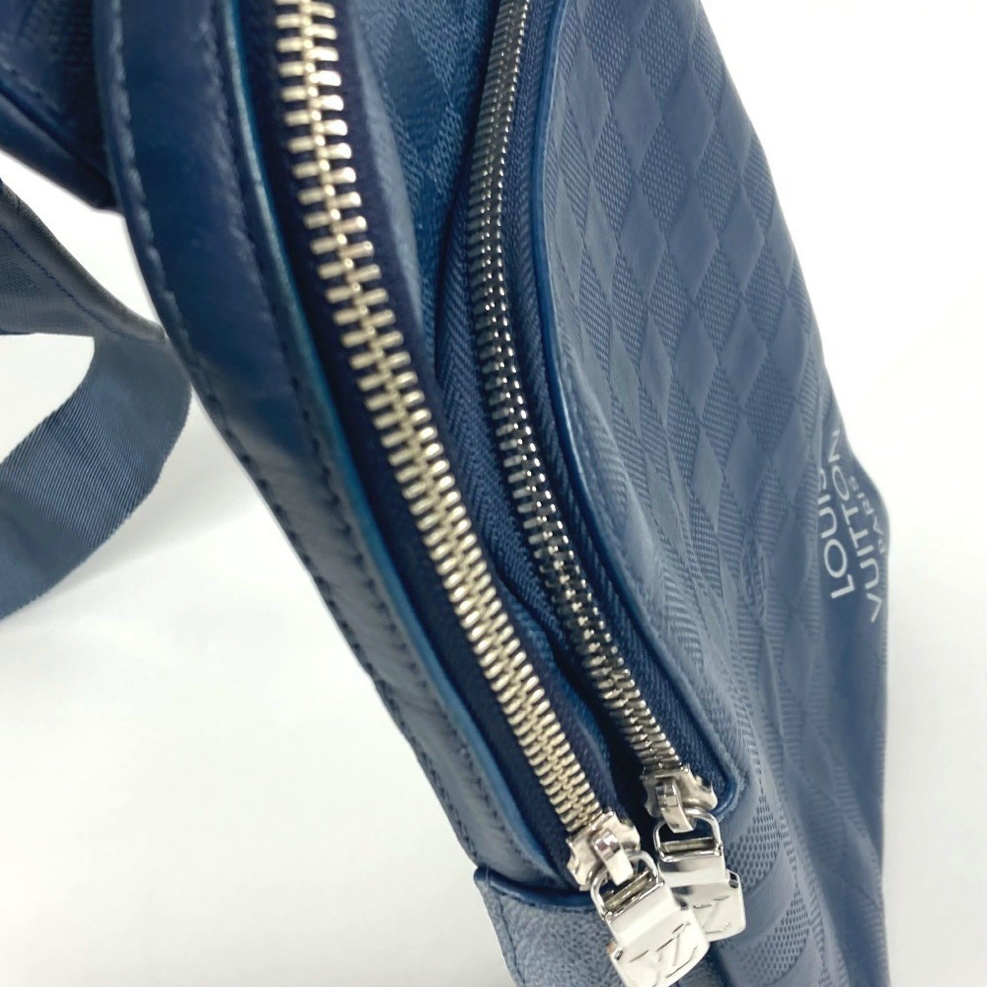 LOUIS VUITTON N40439 Damier Squared Avenue Sling Bag, Belt Shoulder Cross Body Graphite Canvas, Infini Leather, Men's, Women's, Navy