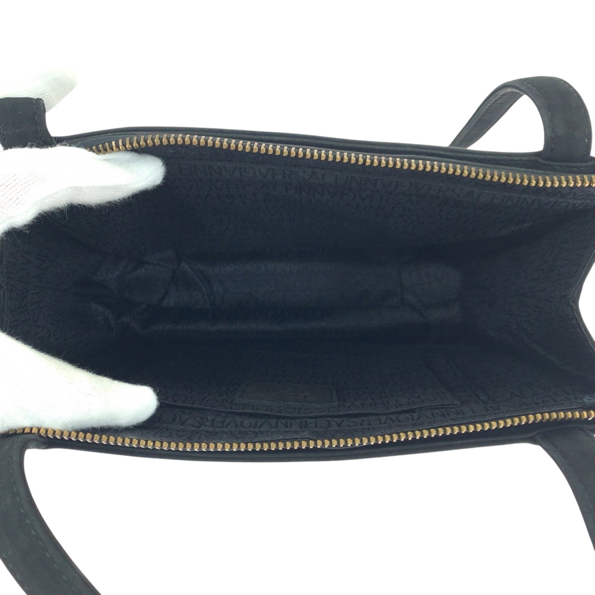 Versace Gianni Versace Vintage Sunburst Black Suede Shoulder Bag with Gold Hardware, Women's Tote Size ONE SIZE - 9 Thumbnail