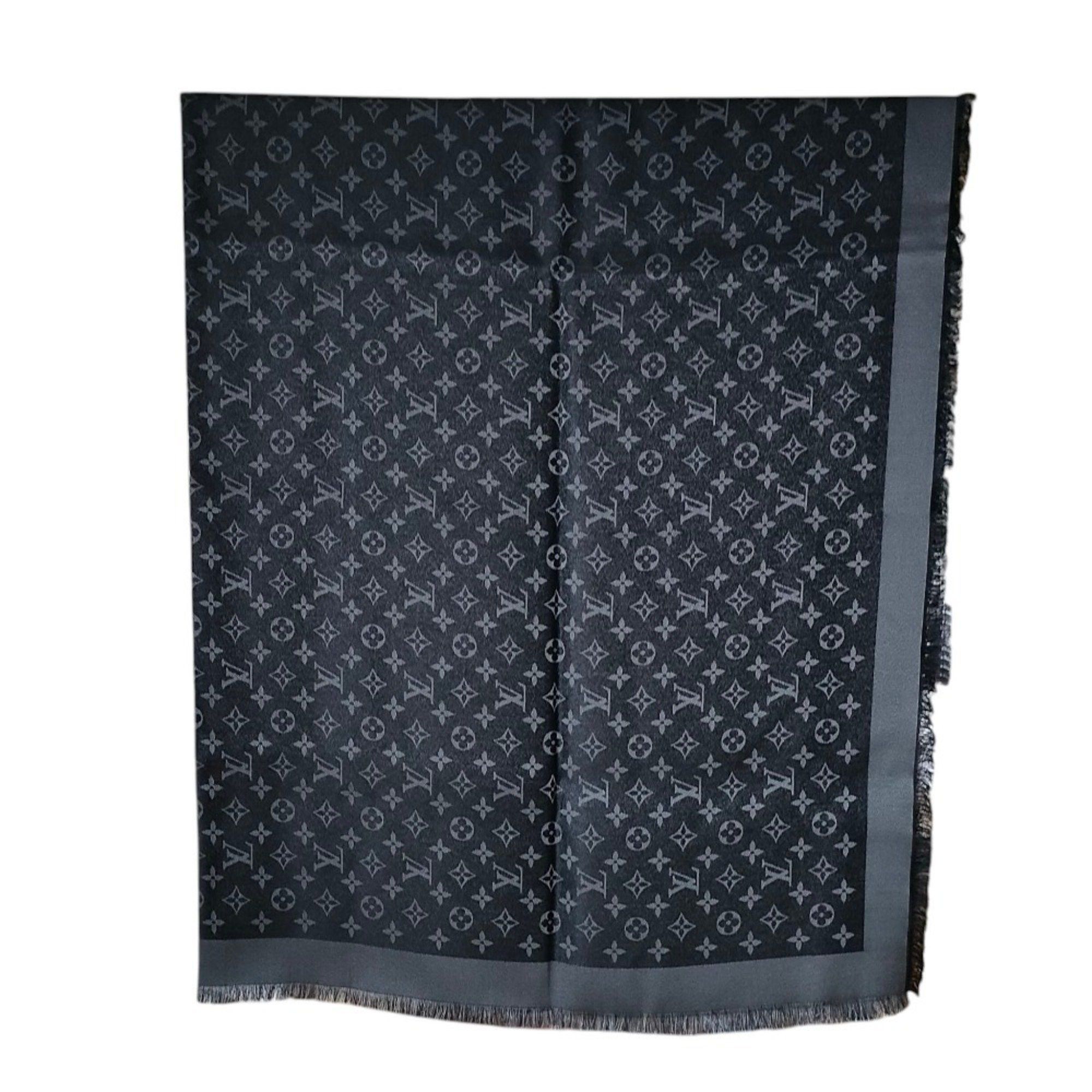 LOUIS VUITTON Monogram Shine Noir Large Stole/Scarf Shawl M75123