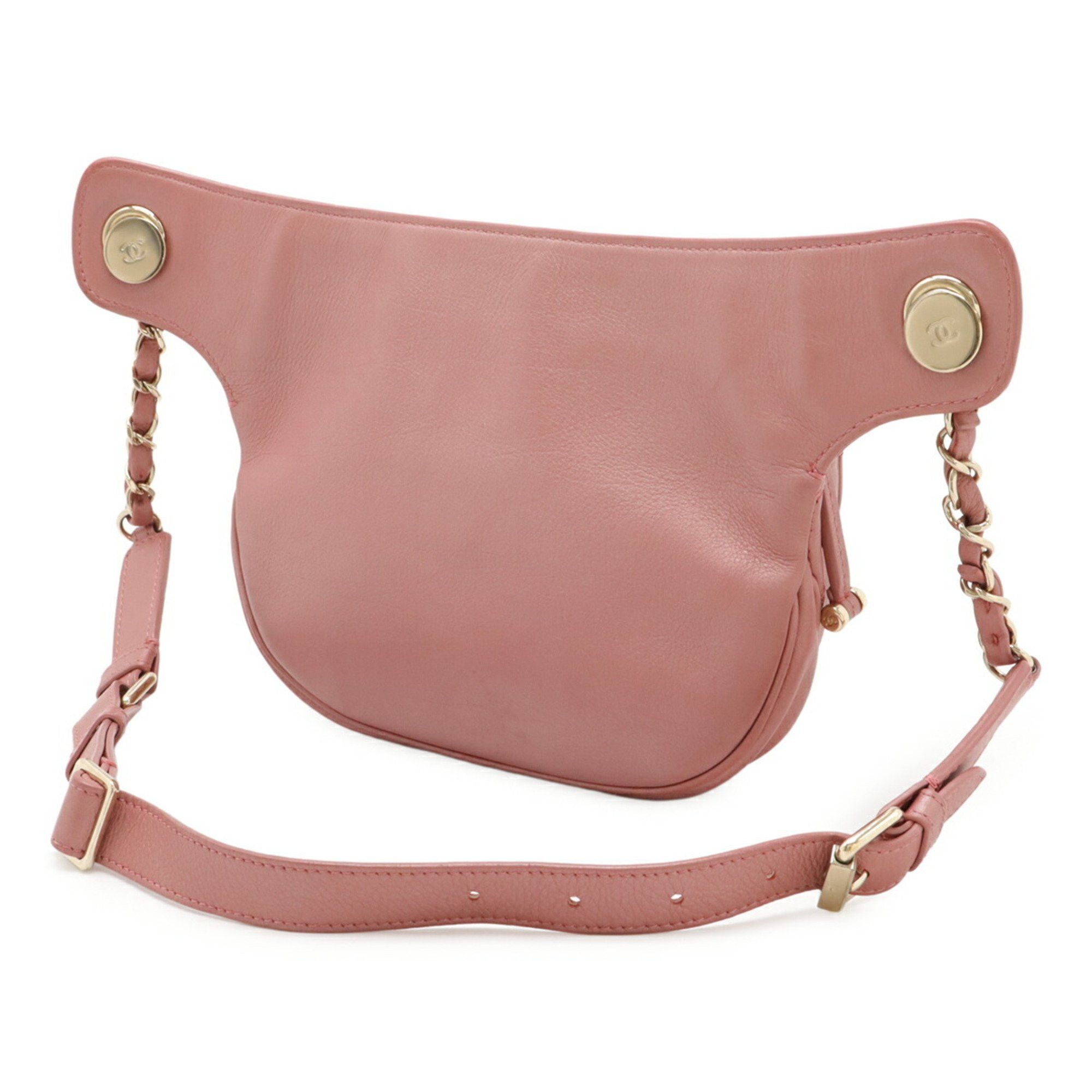 Chanel Chanel Matelasse Coco Mark Belt Bag Body Waist Pouch Chain Shoulder Leather Pink Size ONE SIZE - 3 Thumbnail