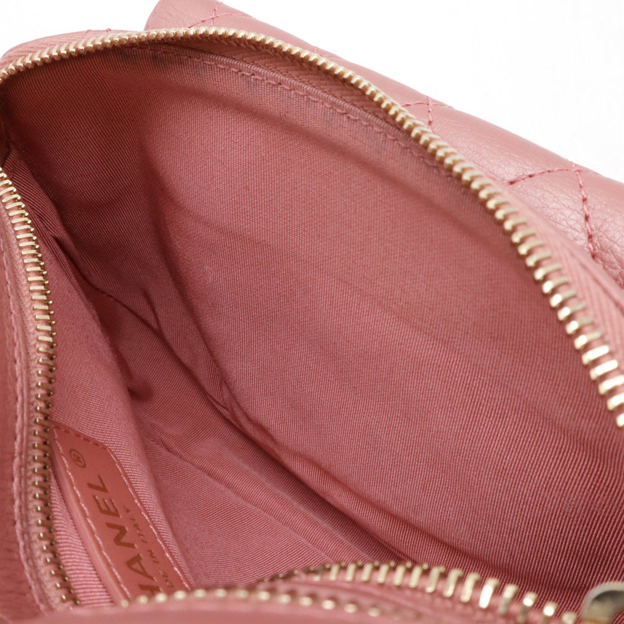 Chanel Chanel Matelasse Coco Mark Belt Bag Body Waist Pouch Chain Shoulder Leather Pink Size ONE SIZE - 7 Thumbnail