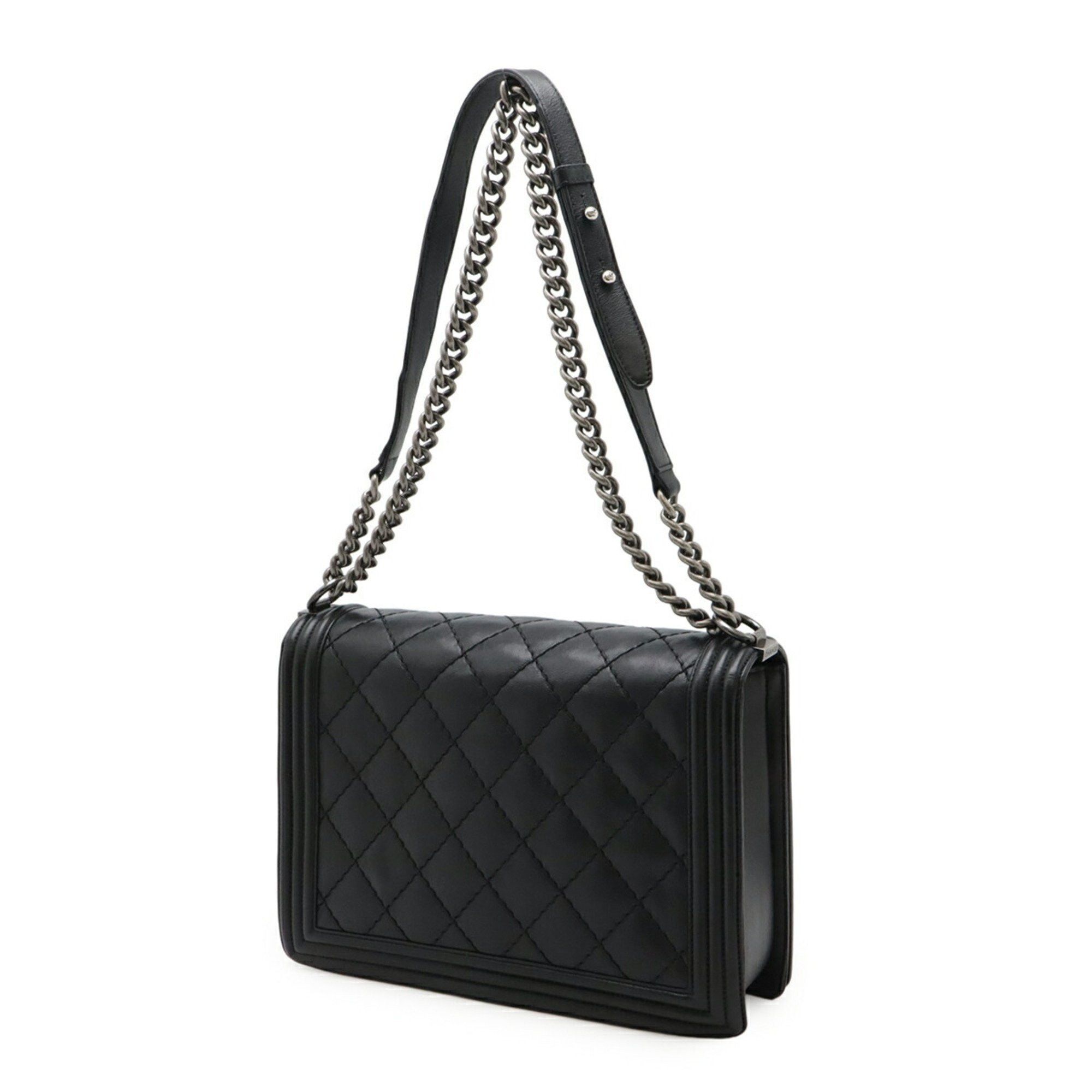 Chanel CHANEL Boy Chanel 30 Large Matelasse Coco Mark Chain Bag Shoulder Calfskin Black A92193 Size ONE SIZE - 3 Thumbnail