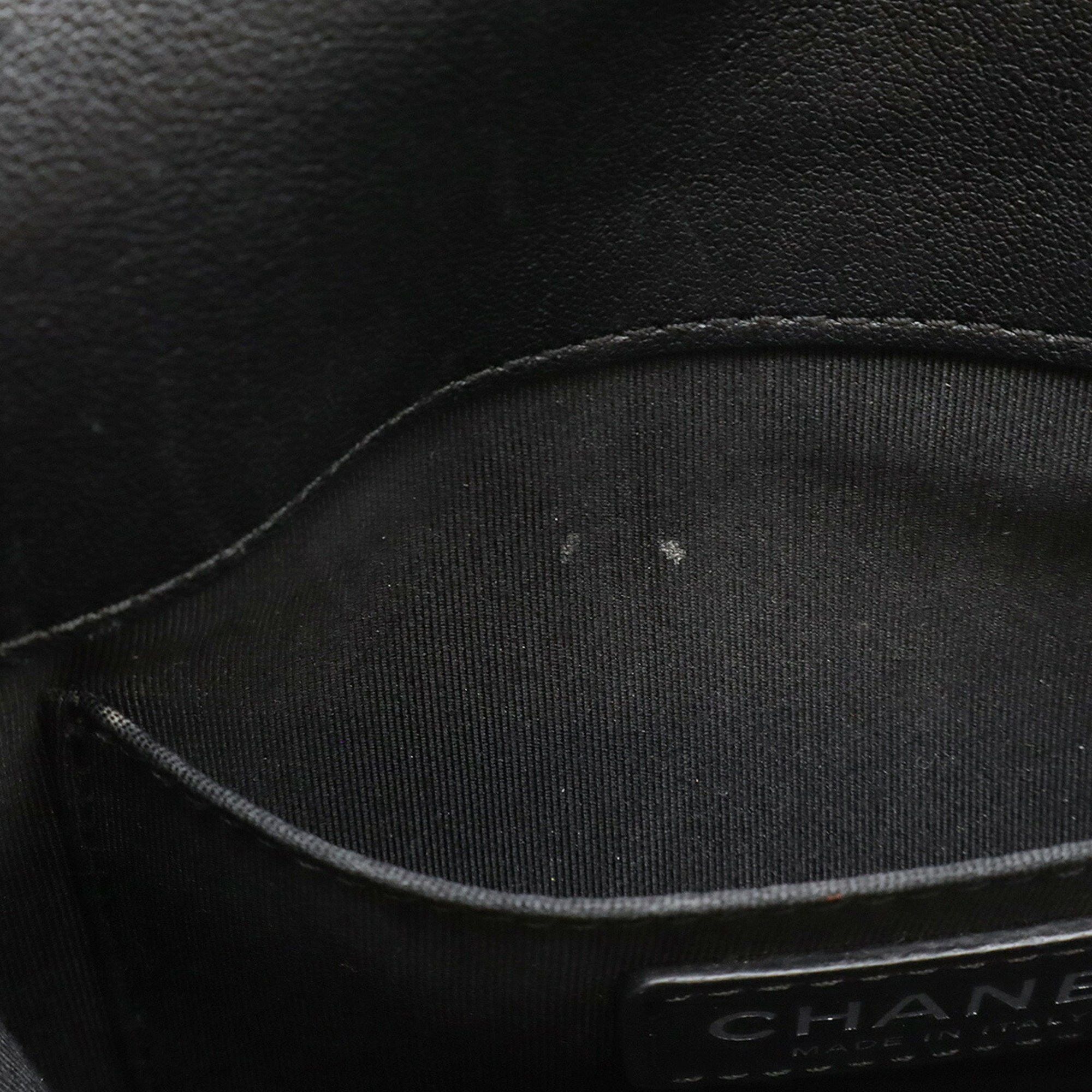 Chanel CHANEL Half Coco Mark Double Chain Shoulder Bag Leather Black Size ONE SIZE - 8 Thumbnail