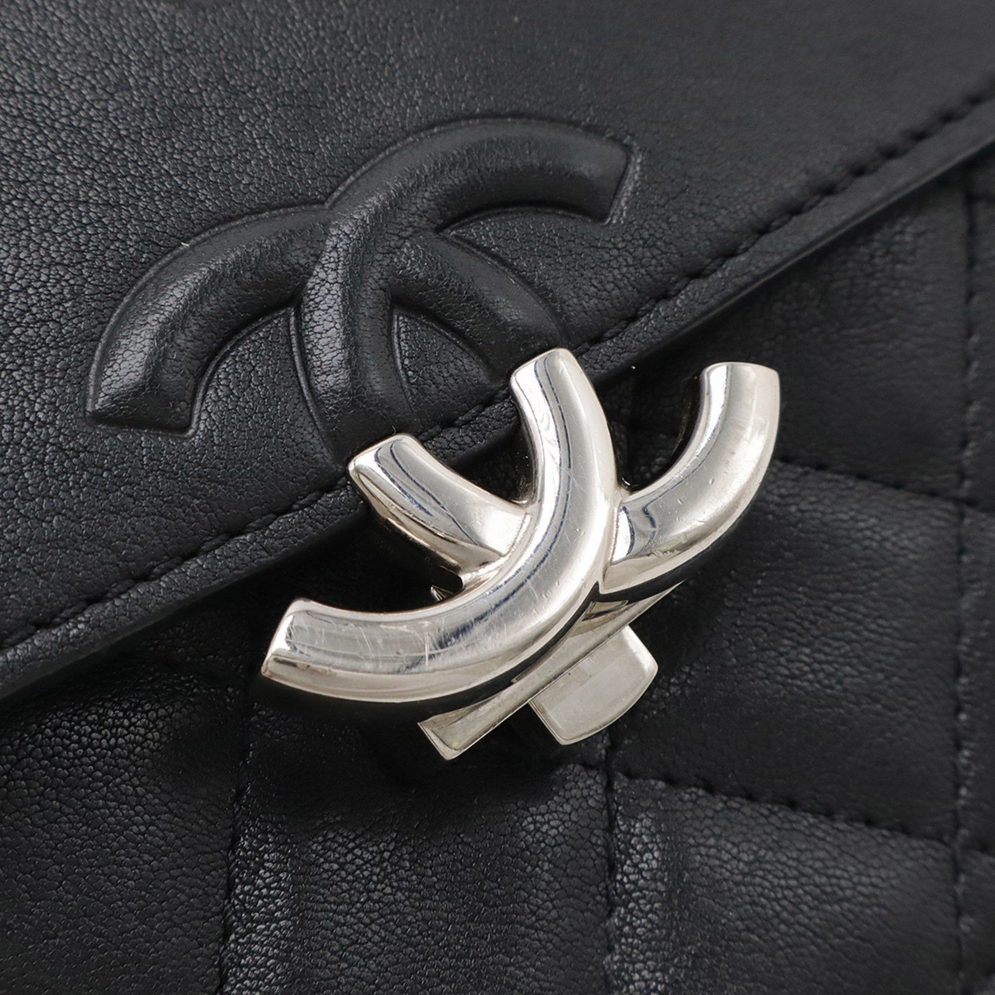 Chanel CHANEL Half Coco Mark Double Chain Shoulder Bag Leather Black Size ONE SIZE - 5 Thumbnail