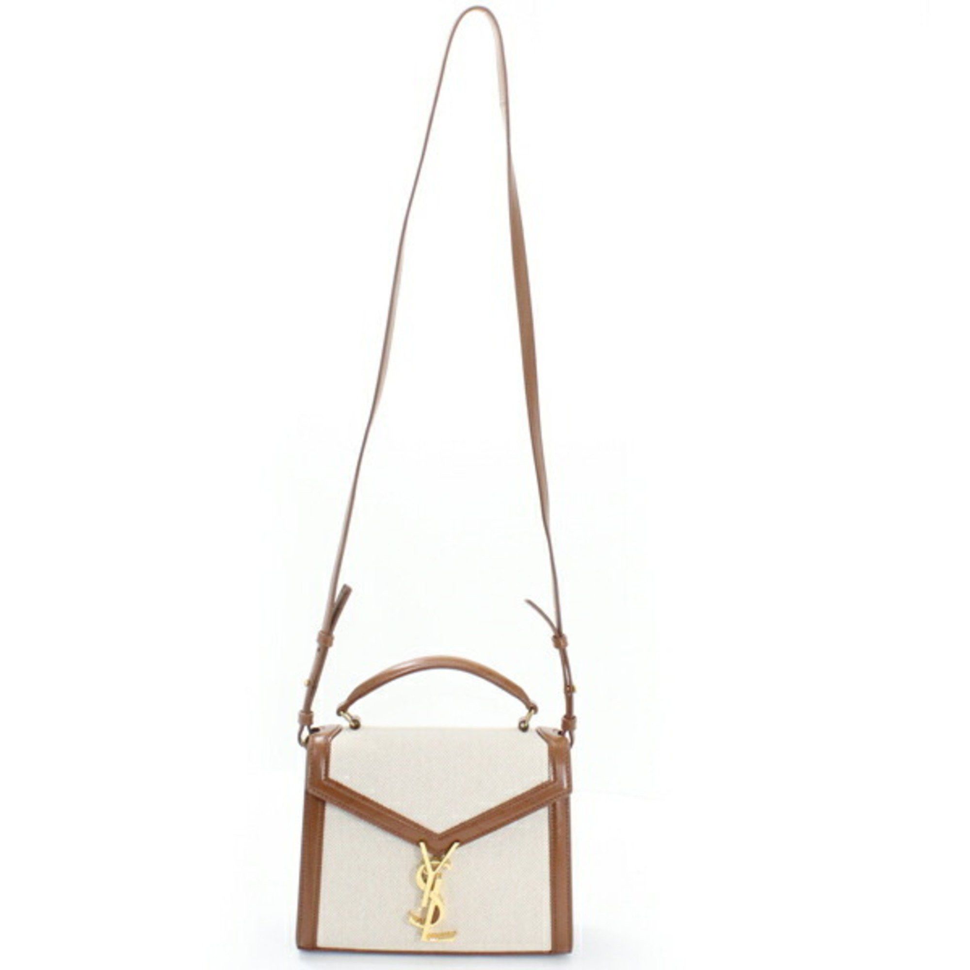 Saint Laurent Paris YSL Saint Laurent Cassandra Mini Shoulder Bag, Women's Canvas Brown, KM3046 Size ONE SIZE - 3 Thumbnail