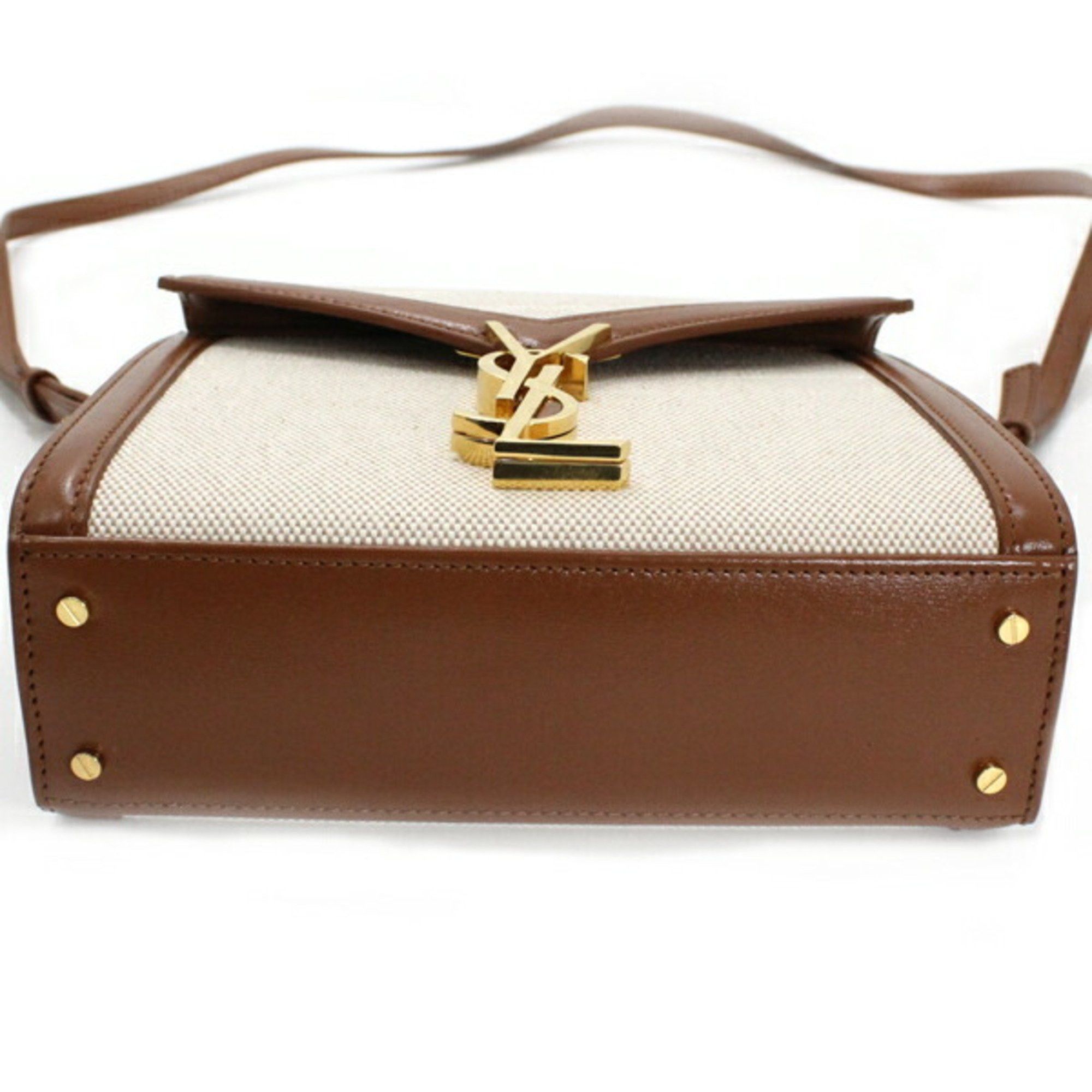 Saint Laurent Paris YSL Saint Laurent Cassandra Mini Shoulder Bag, Women's Canvas Brown, KM3046 Size ONE SIZE - 12 Thumbnail