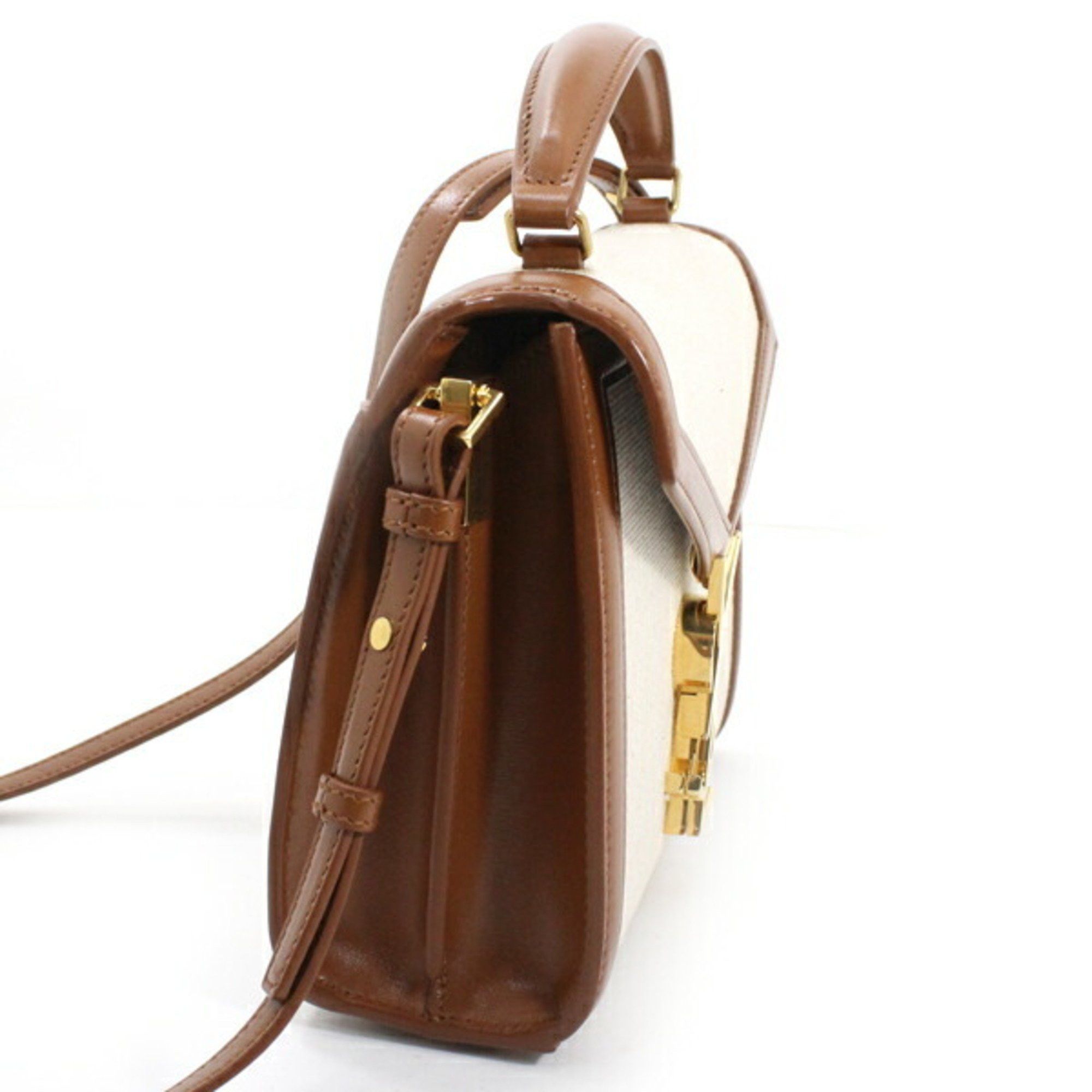 Saint Laurent Paris YSL Saint Laurent Cassandra Mini Shoulder Bag, Women's Canvas Brown, KM3046 Size ONE SIZE - 4 Thumbnail