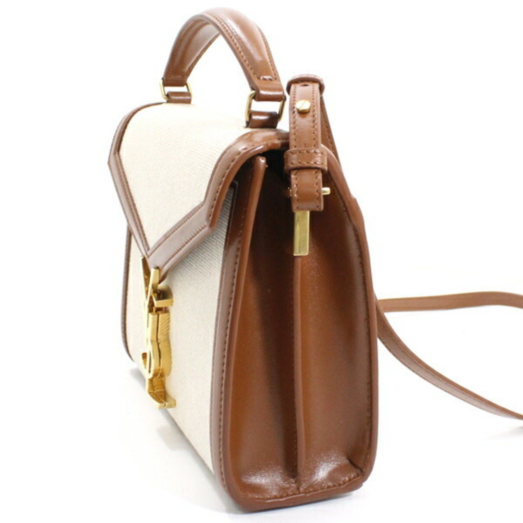 Saint Laurent Paris YSL Saint Laurent Cassandra Mini Shoulder Bag, Women's Canvas Brown, KM3046 Size ONE SIZE - 5 Thumbnail