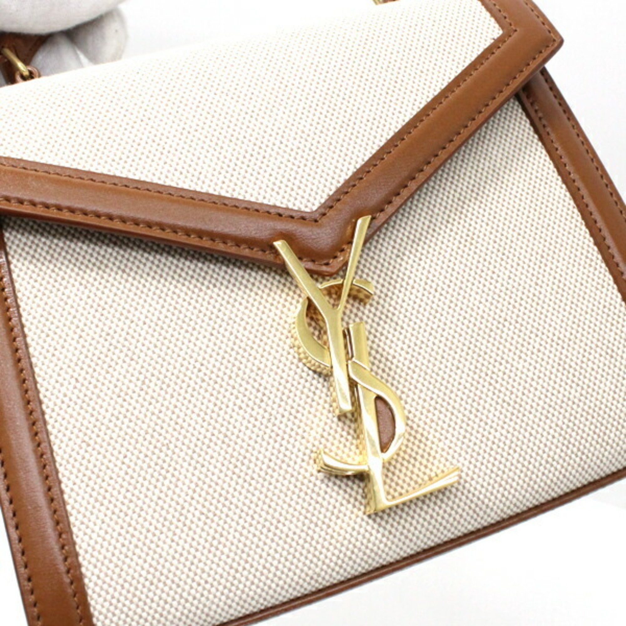 Saint Laurent Paris YSL Saint Laurent Cassandra Mini Shoulder Bag, Women's Canvas Brown, KM3046 Size ONE SIZE - 6 Thumbnail