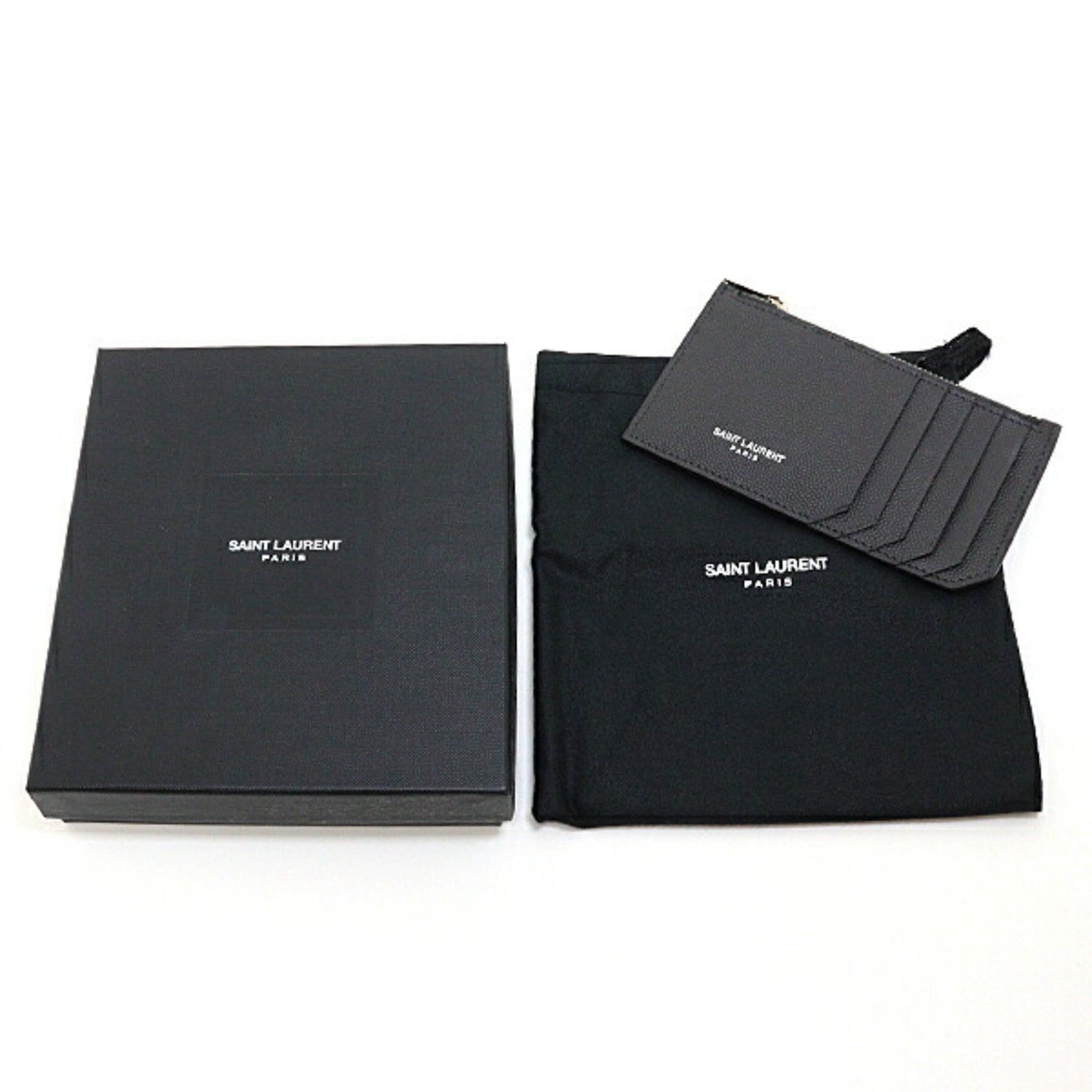 Saint Laurent Paris Saint Laurent Zip Card Case 346104 Coin Leather Dark Gray Size ONE SIZE - 2 Thumbnail