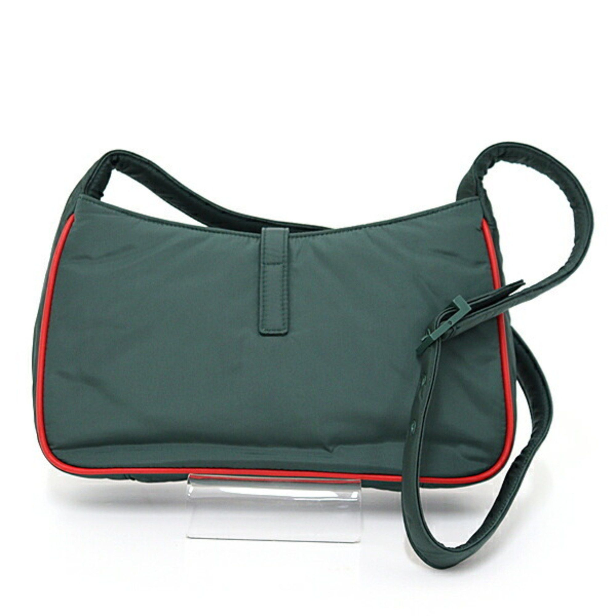 Saint Laurent Paris Saint Laurent YSL Le Cin Cassette Shoulder Bag Eco Nylon Khaki Green/Red 733294 Size ONE SIZE - 2 Thumbnail