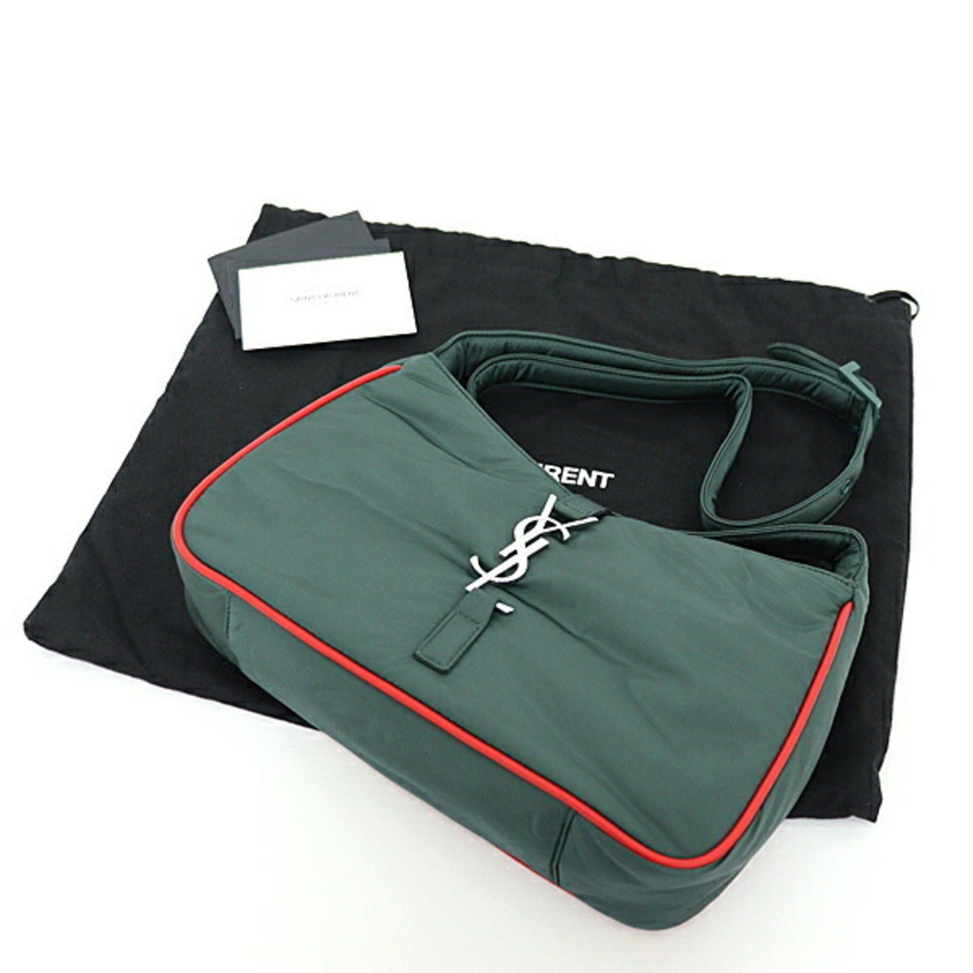 Saint Laurent Paris Saint Laurent YSL Le Cin Cassette Shoulder Bag Eco Nylon Khaki Green/Red 733294 Size ONE SIZE - 5 Thumbnail