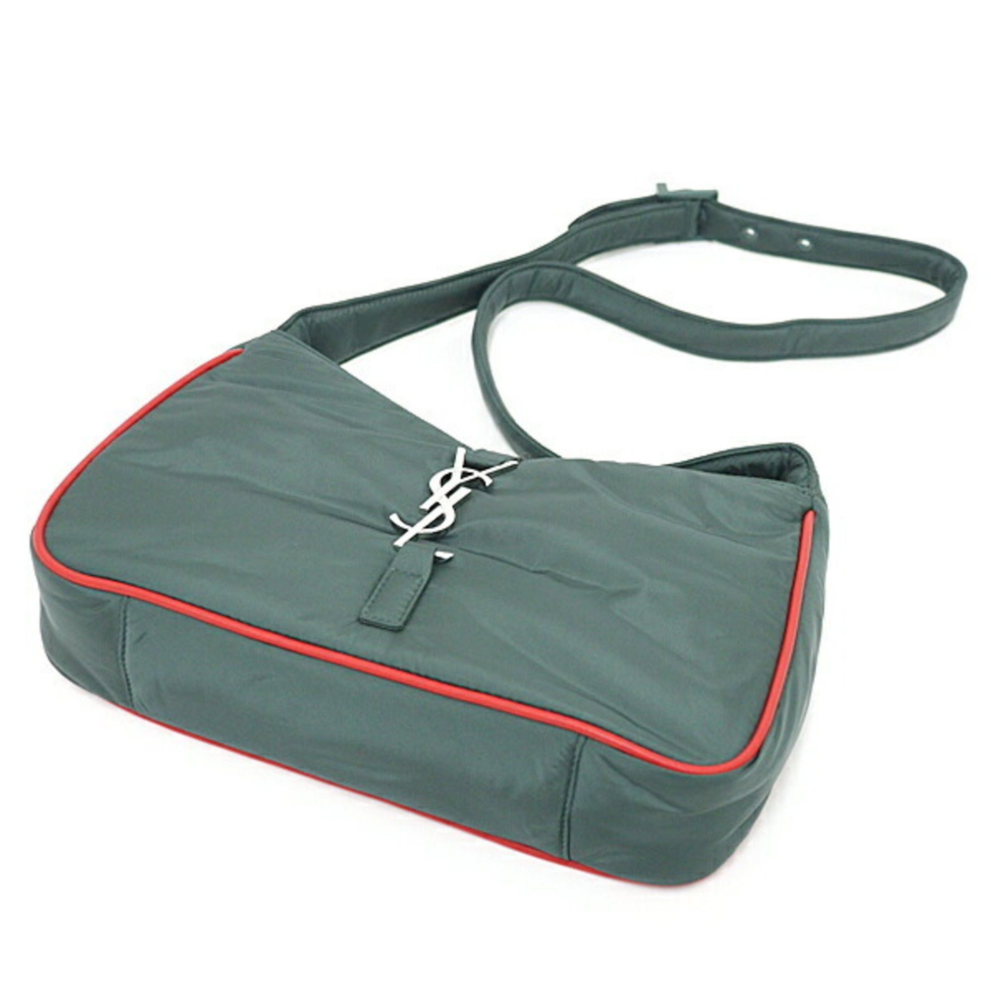 Saint Laurent Paris Saint Laurent YSL Le Cin Cassette Shoulder Bag Eco Nylon Khaki Green/Red 733294 Size ONE SIZE - 6 Thumbnail