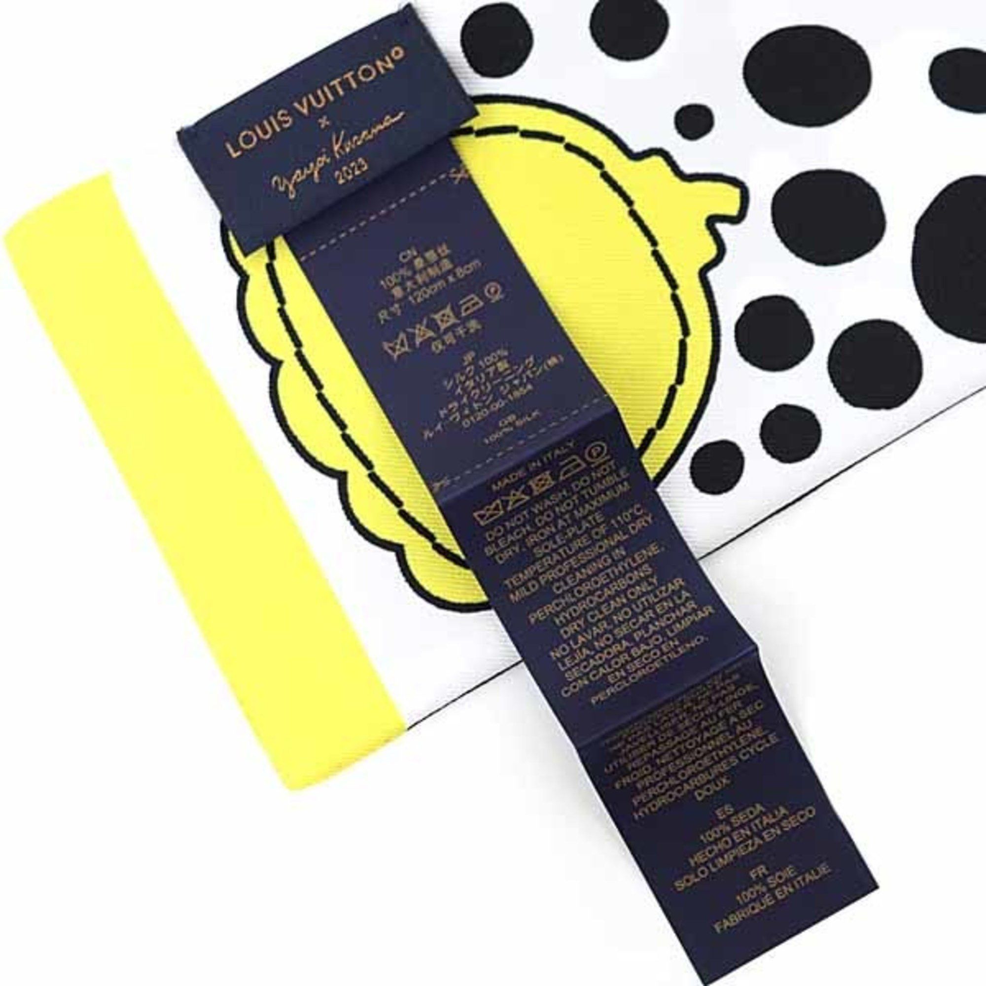Louis Vuitton Yayoi Kusama LV×YK Bandeau Infinity Dot Scarf Muffler M78291 Black White Yellow Unused