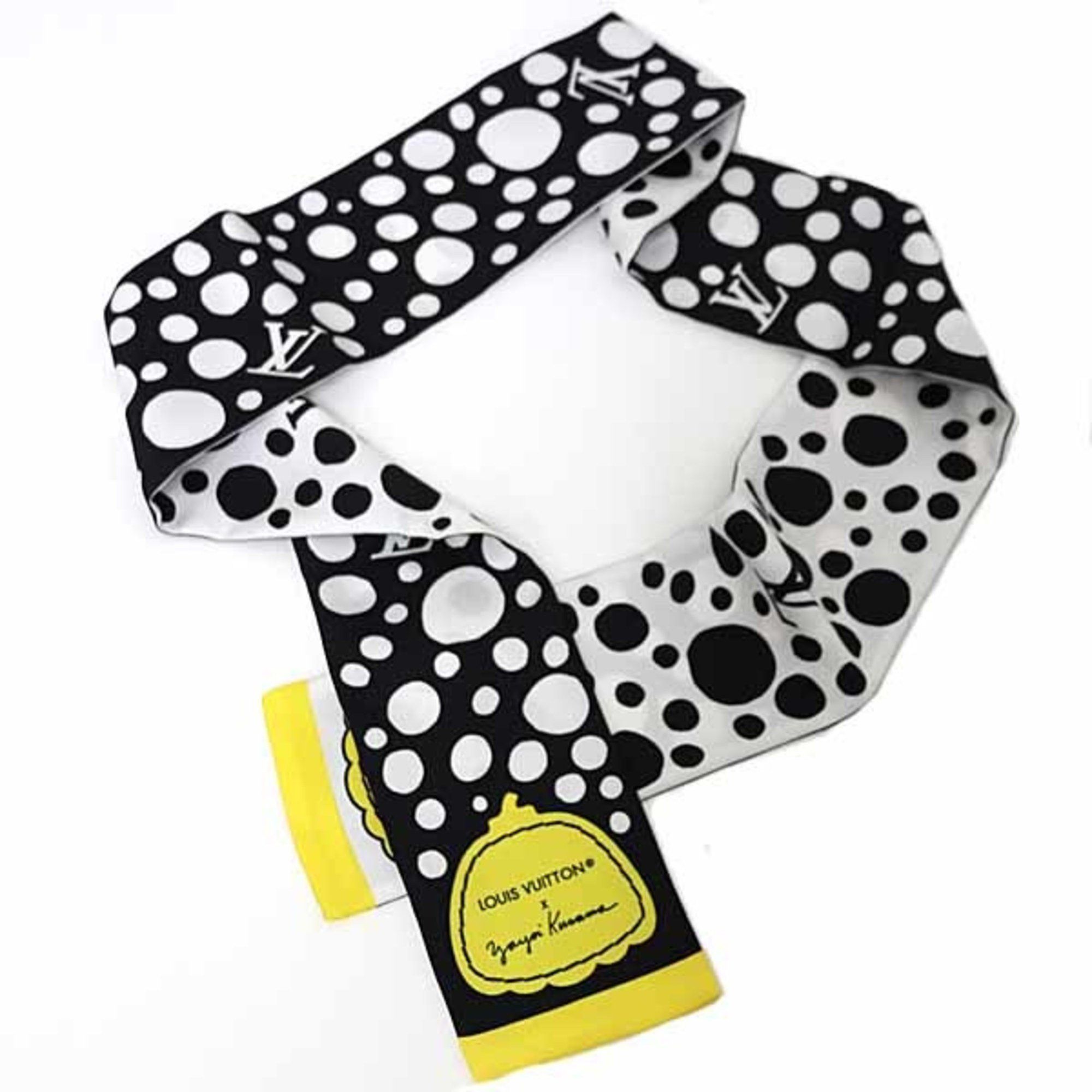 Louis Vuitton Yayoi Kusama LV×YK Bandeau Infinity Dot Scarf Muffler M78291 Black White Yellow Unused