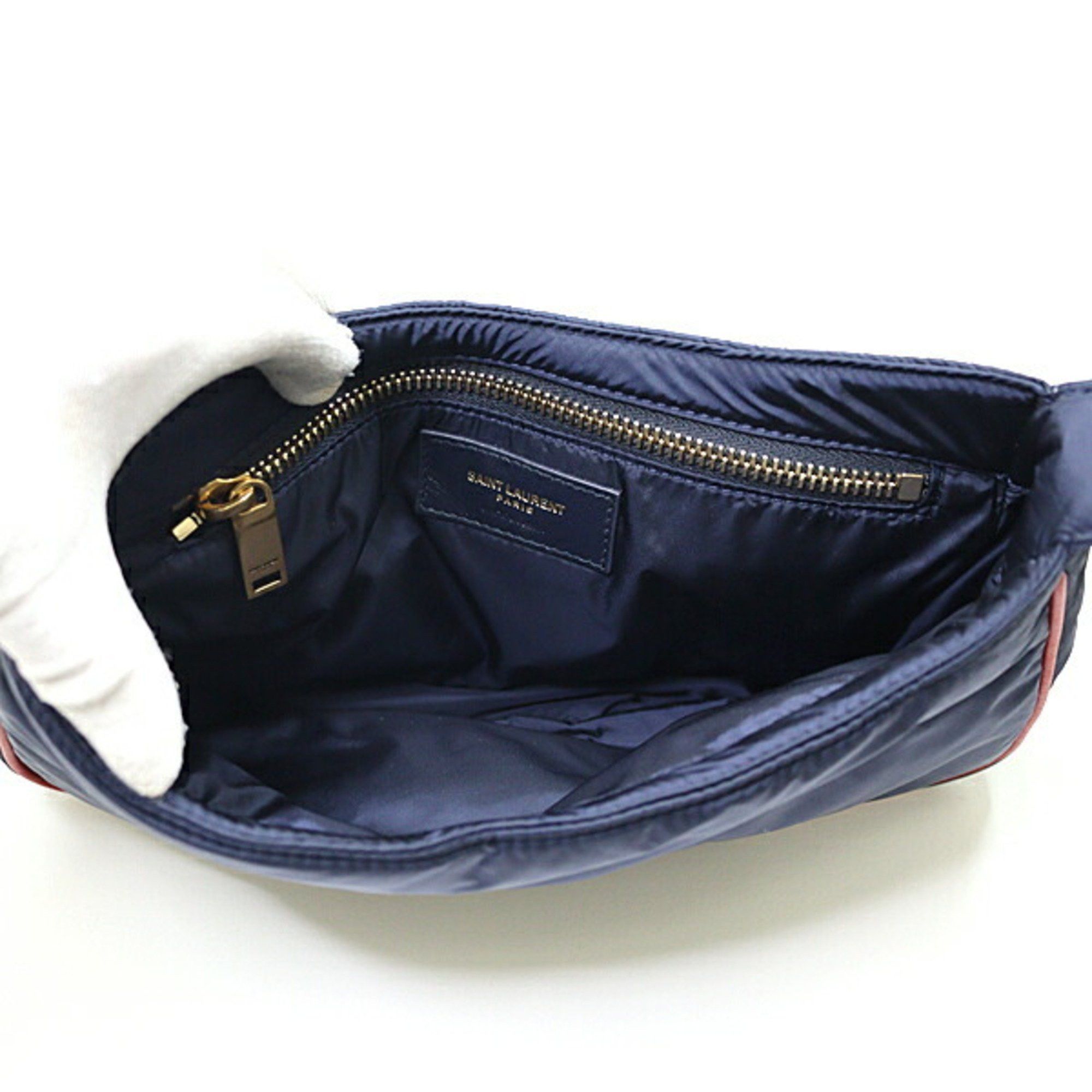 Saint Laurent Paris Saint Laurent Le Cin Cassette Shoulder Bag Eco Nylon Navy/Red 733294 YSL Size ONE SIZE - 3 Thumbnail