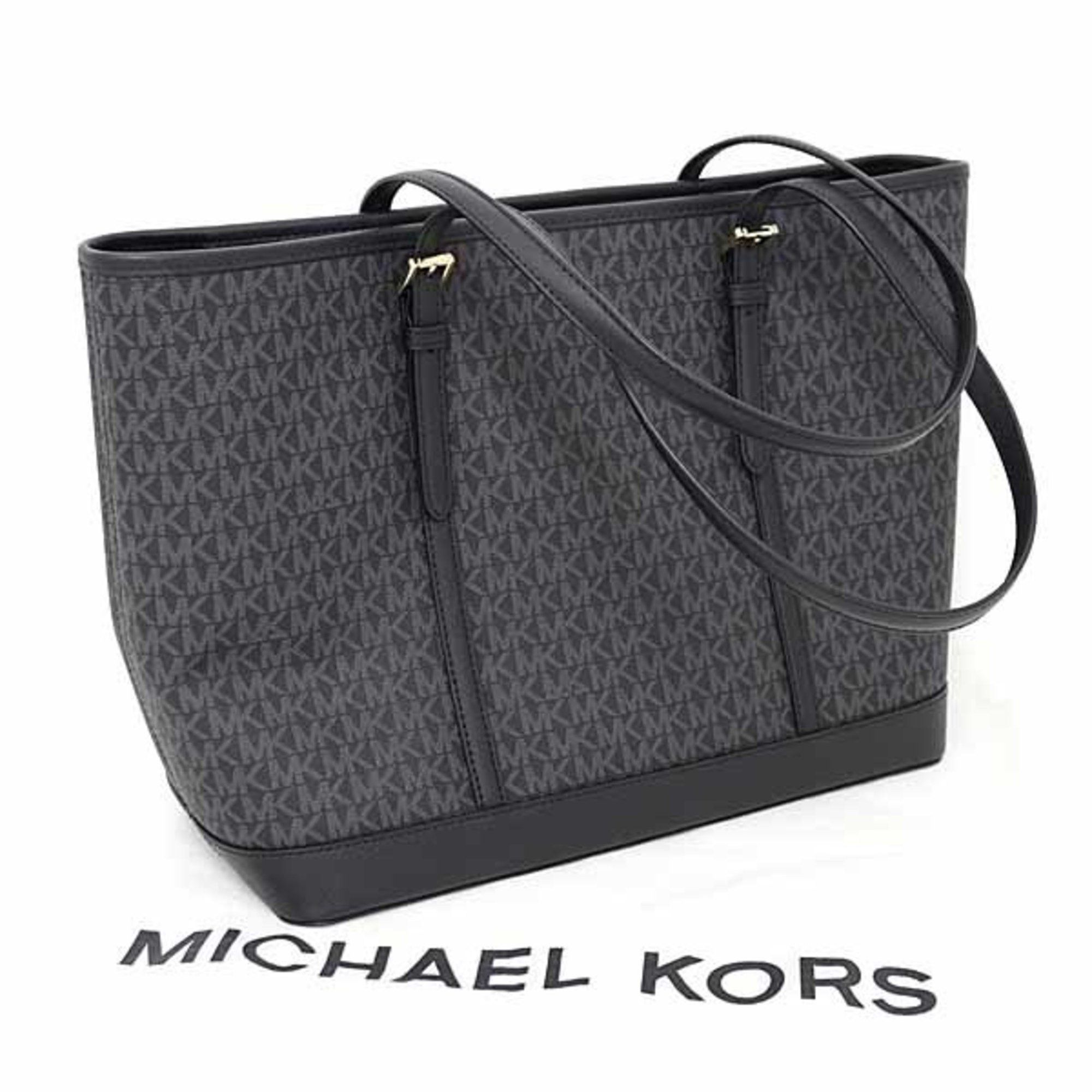 Michael Kors MICHAEL KORS JET SET TRAVEL Top Zip Tote Large MK Signature 35T0GTVT3V Black Size ONE SIZE - 2 Thumbnail