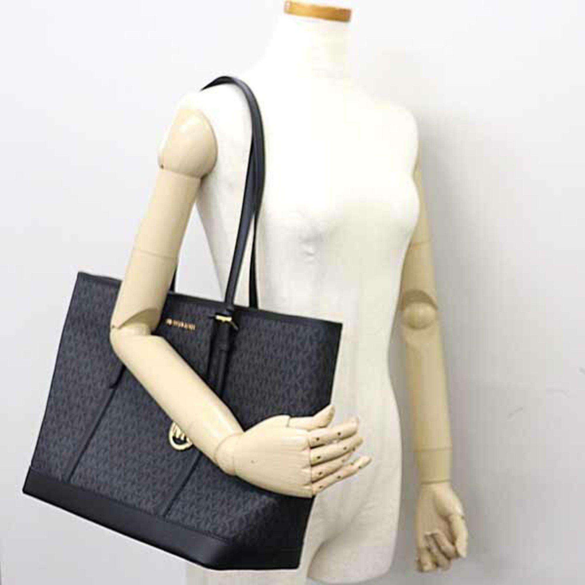 Michael Kors MICHAEL KORS JET SET TRAVEL Top Zip Tote Large MK Signature 35T0GTVT3V Black Size ONE SIZE - 6 Thumbnail
