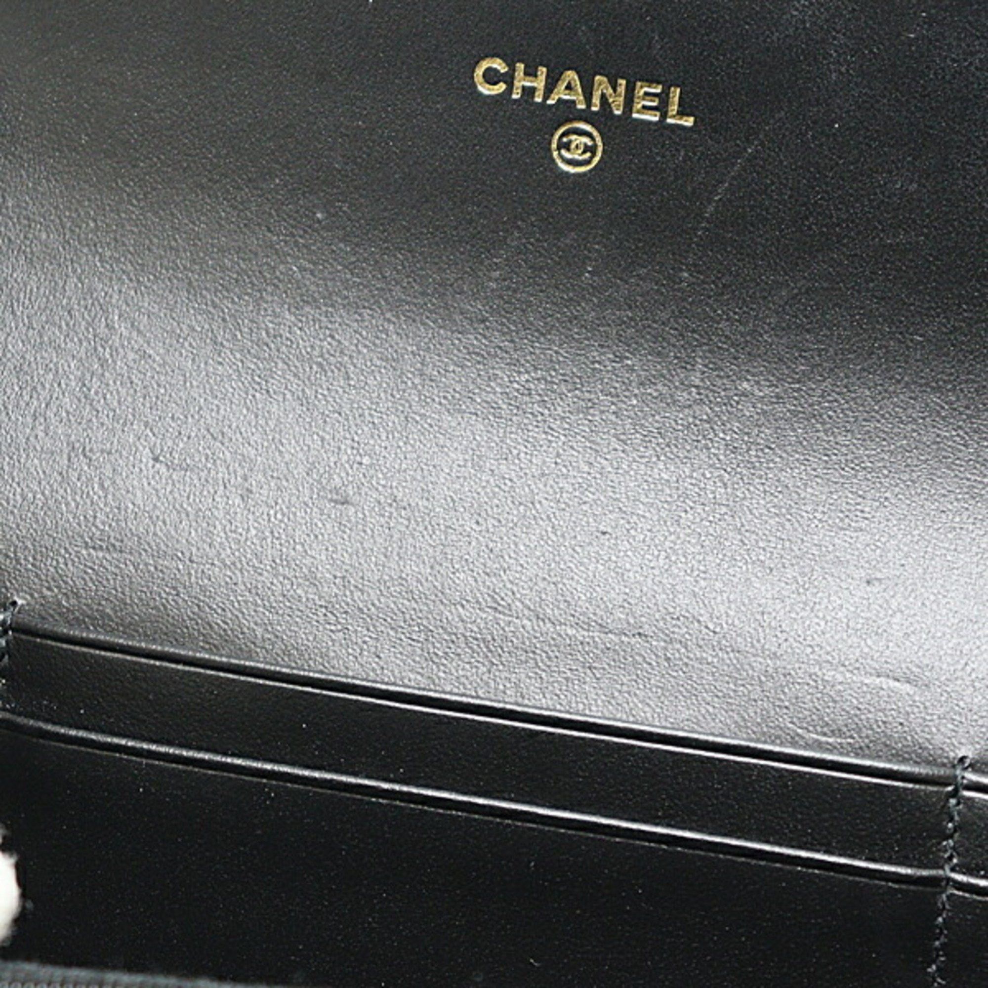 Chanel CHANEL Medium Flap Wallet Caviar Skin Black Matelasse Bi-fold Coco Mark Size ONE SIZE - 4 Thumbnail