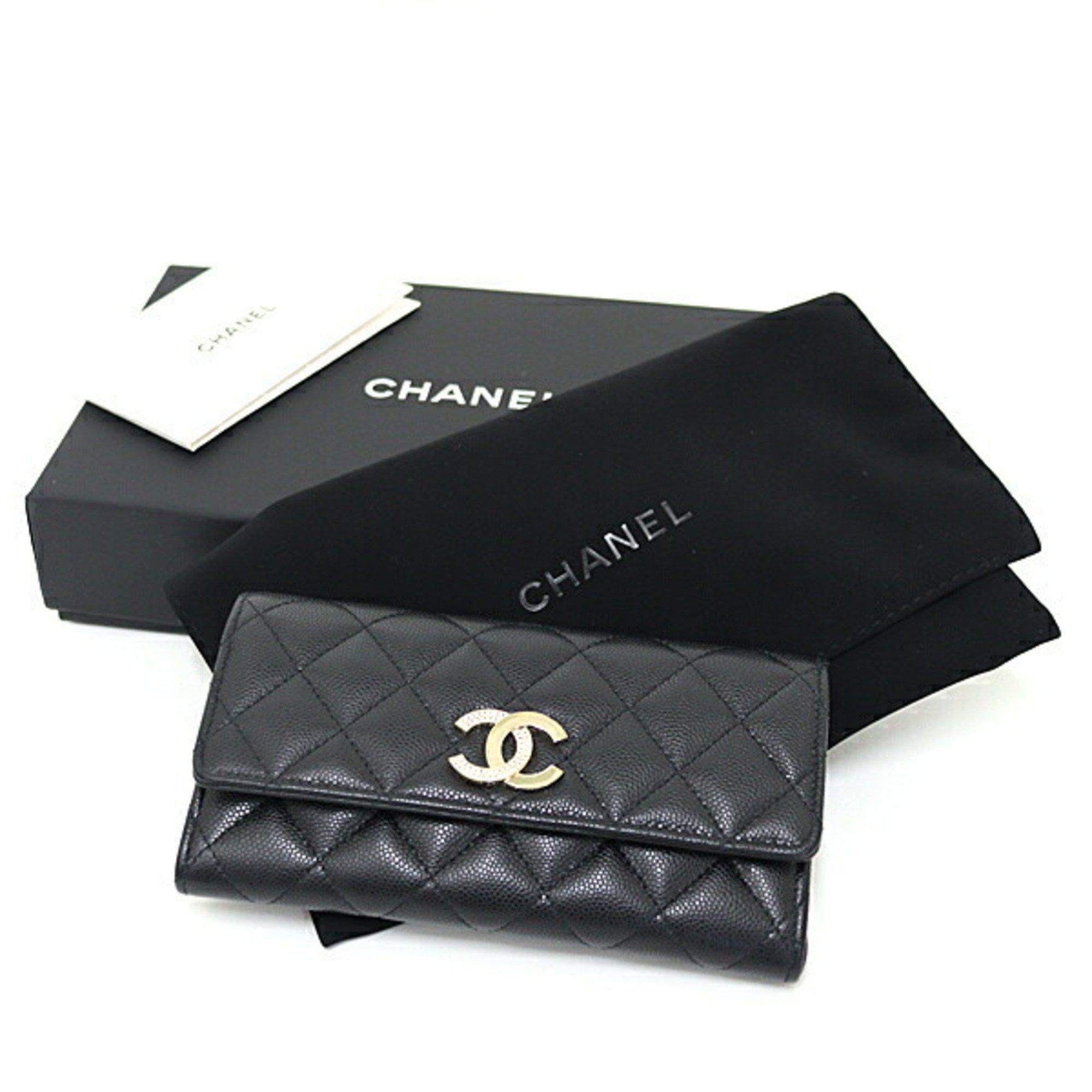 Chanel CHANEL Medium Flap Wallet Caviar Skin Black Matelasse Bi-fold Coco Mark Size ONE SIZE - 6 Thumbnail