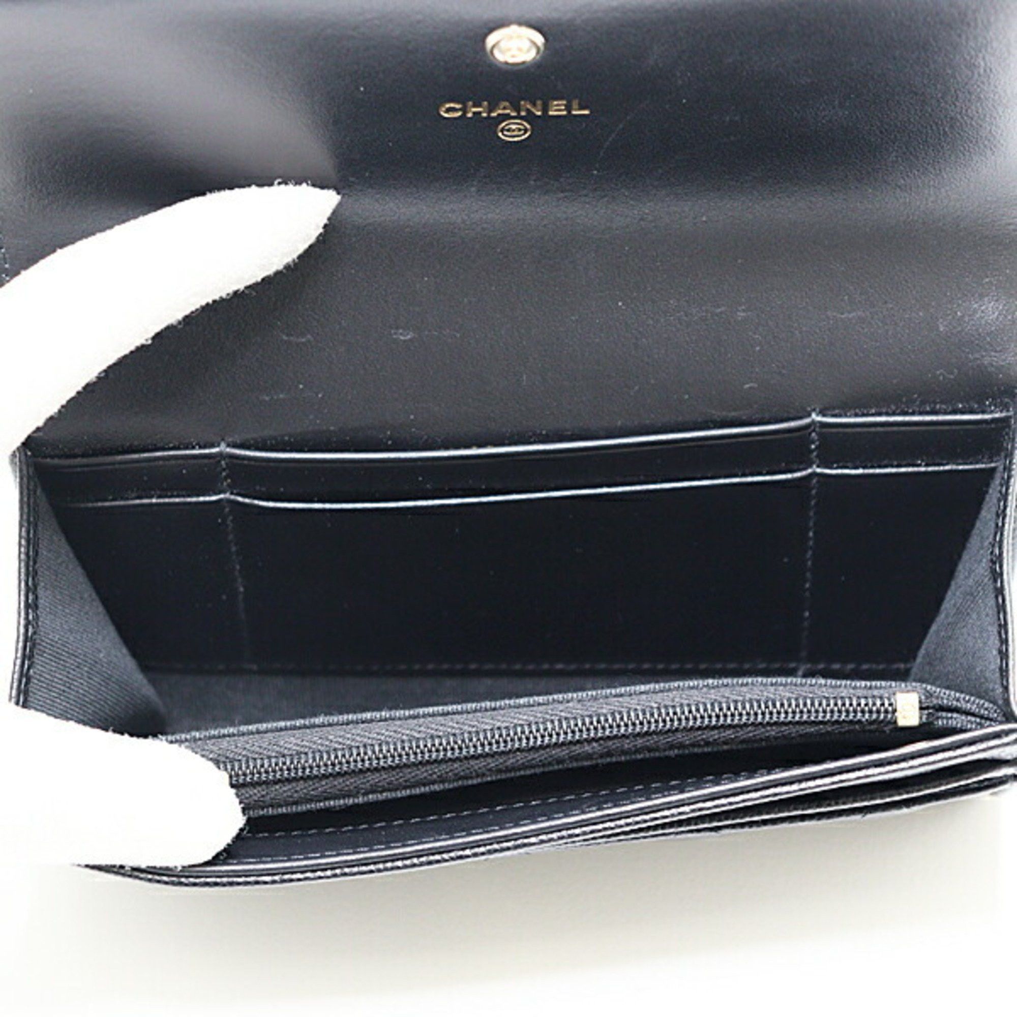 Chanel CHANEL Medium Flap Wallet Caviar Skin Black Matelasse Bi-fold Coco Mark Size ONE SIZE - 3 Thumbnail