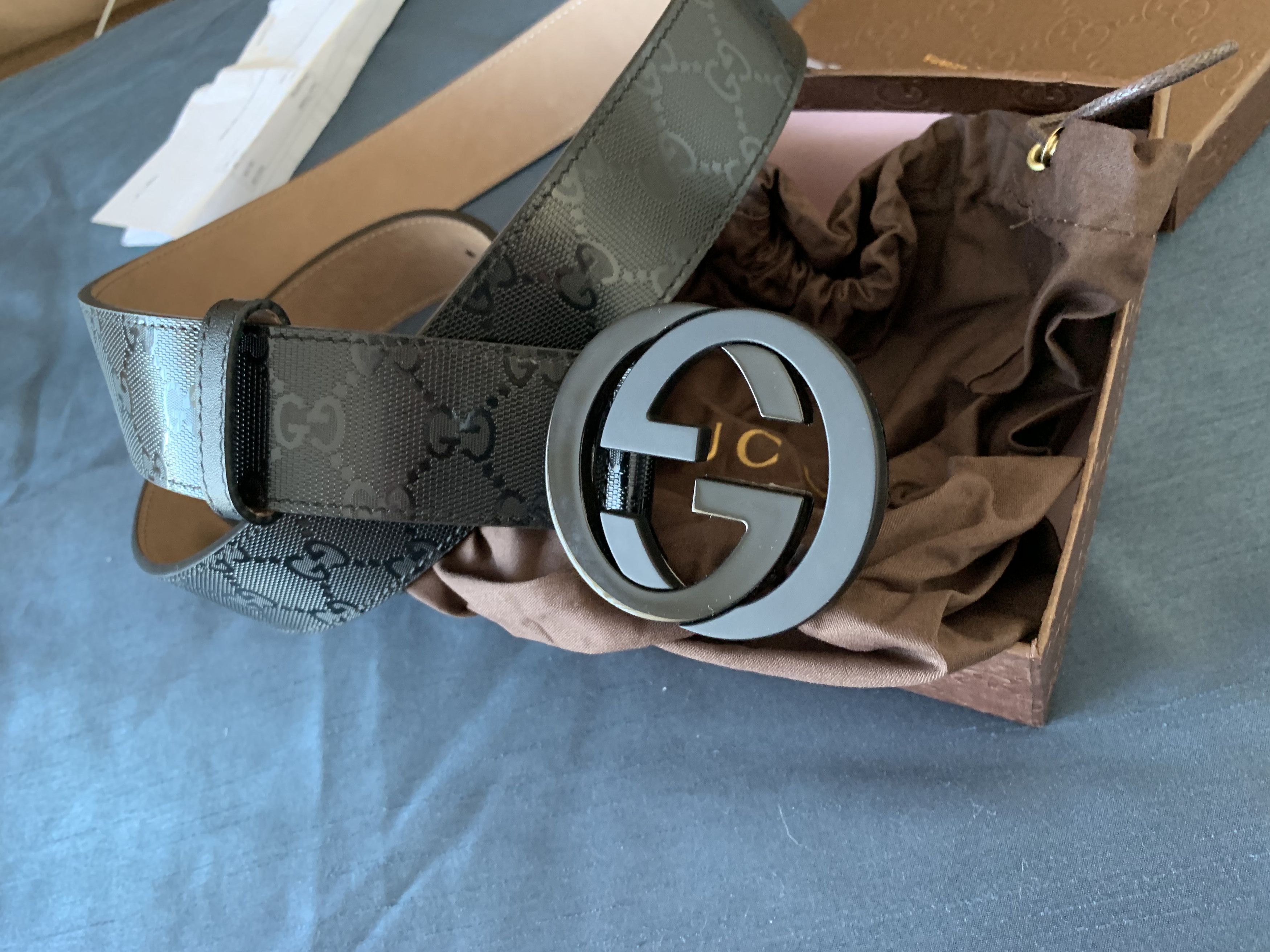 Gucci black imprime belt store