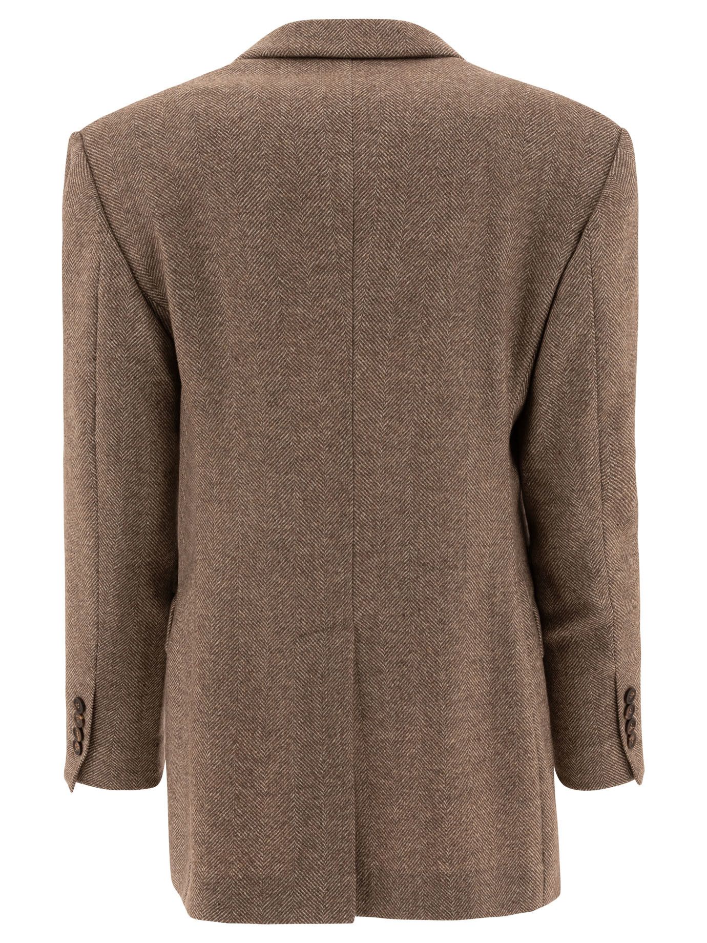 Brunello Cucinelli Brushed Techno Wool Chevron Blazer With Monili Size M / US 6-8 / IT 42-44 - 2 Thumbnail