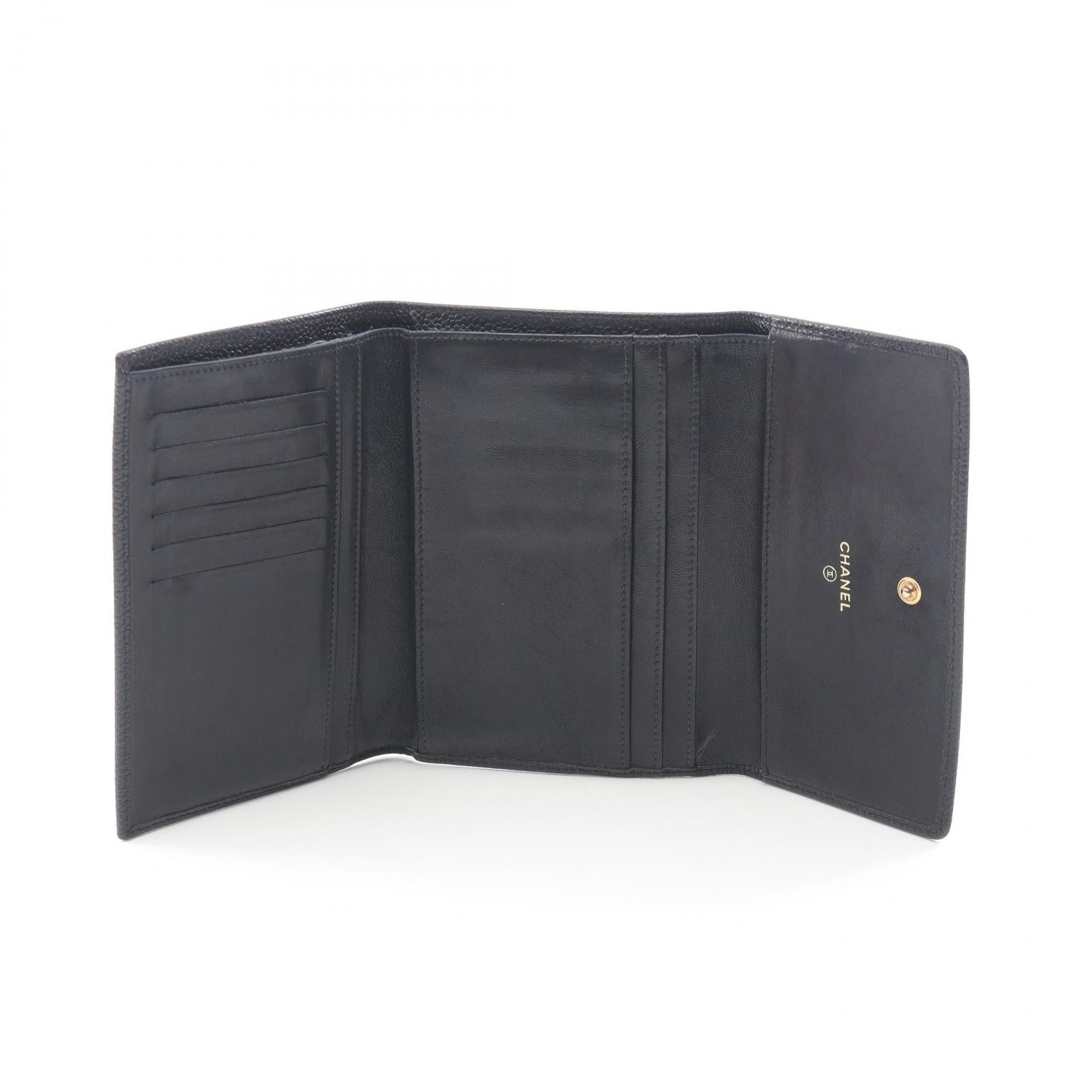 Chanel Chanel Chanel Coco Mark Grained Calfskin Wallet Leather Short Wallet Size ONE SIZE - 3 Thumbnail