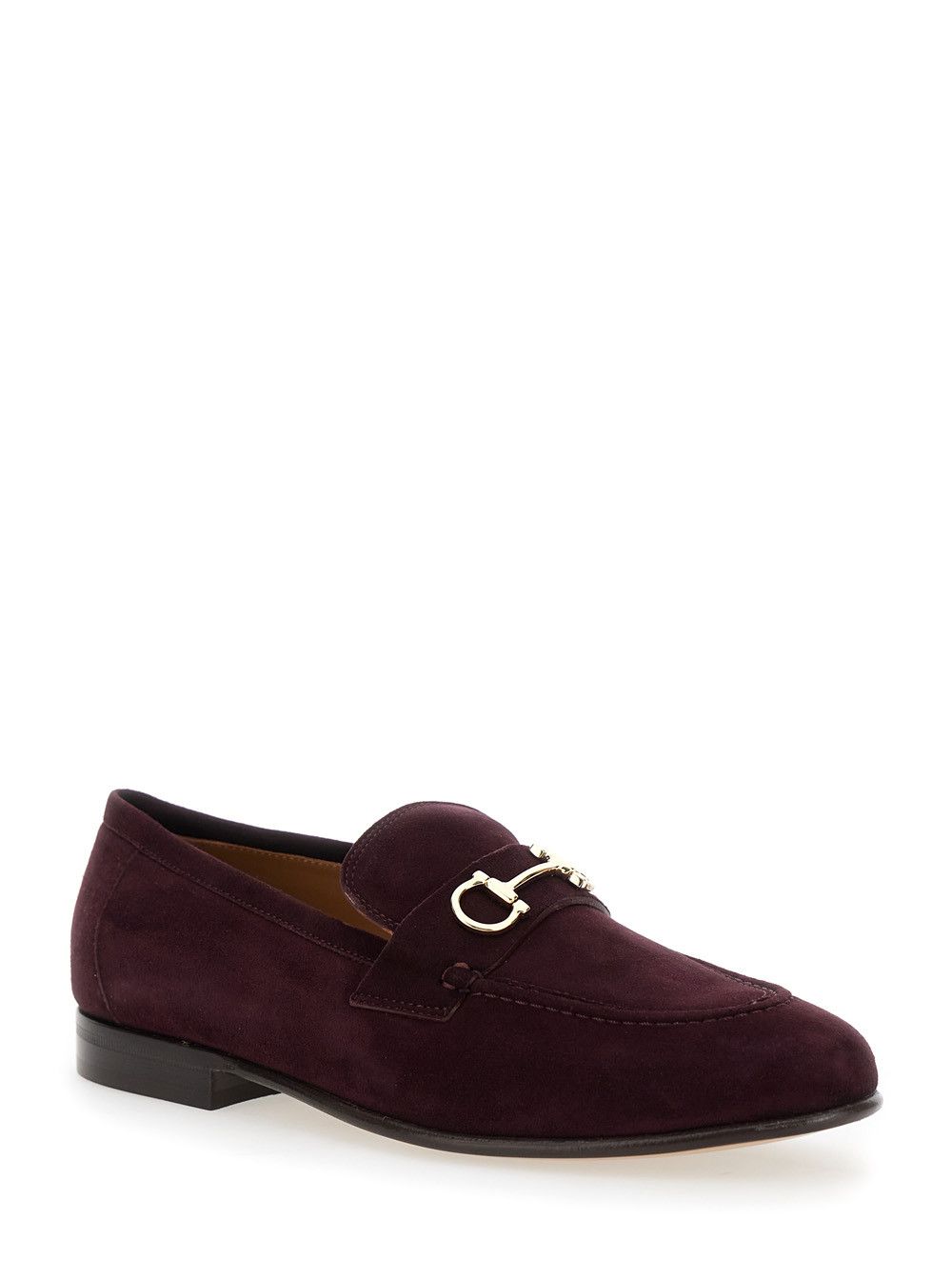 Salvatore Ferragamo Bordeaux Loafers with Gancini Plaque on the Front and Low Heel in Suede Woman Size US 7 / IT 37 - 2 Thumbnail