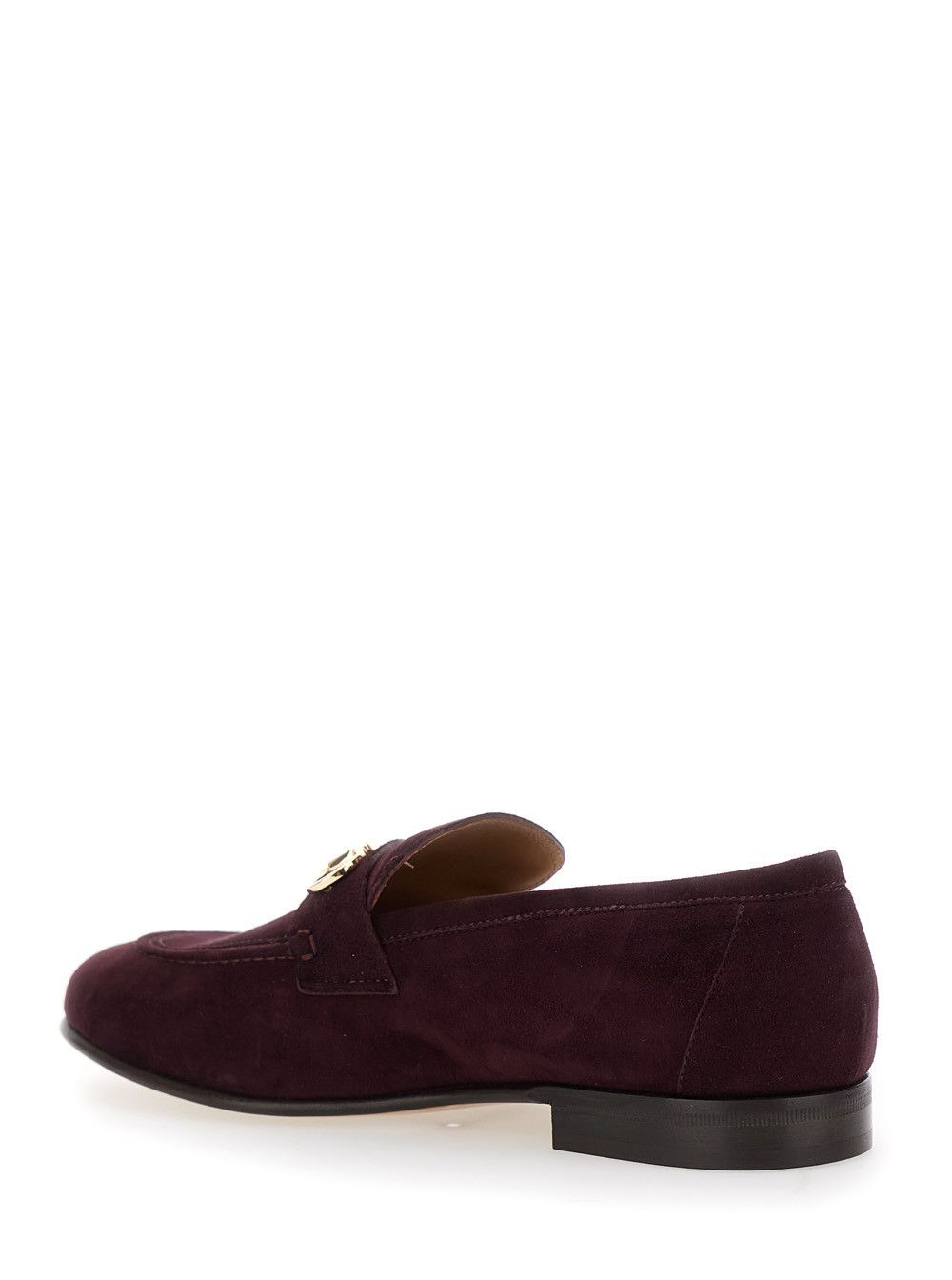 Salvatore Ferragamo Bordeaux Loafers with Gancini Plaque on the Front and Low Heel in Suede Woman Size US 8 / IT 38 - 3 Thumbnail
