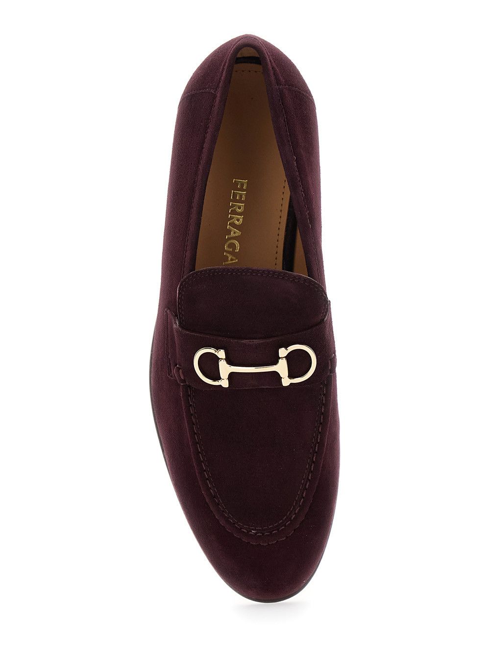 Salvatore Ferragamo Bordeaux Loafers with Gancini Plaque on the Front and Low Heel in Suede Woman Size US 8 / IT 38 - 4 Thumbnail