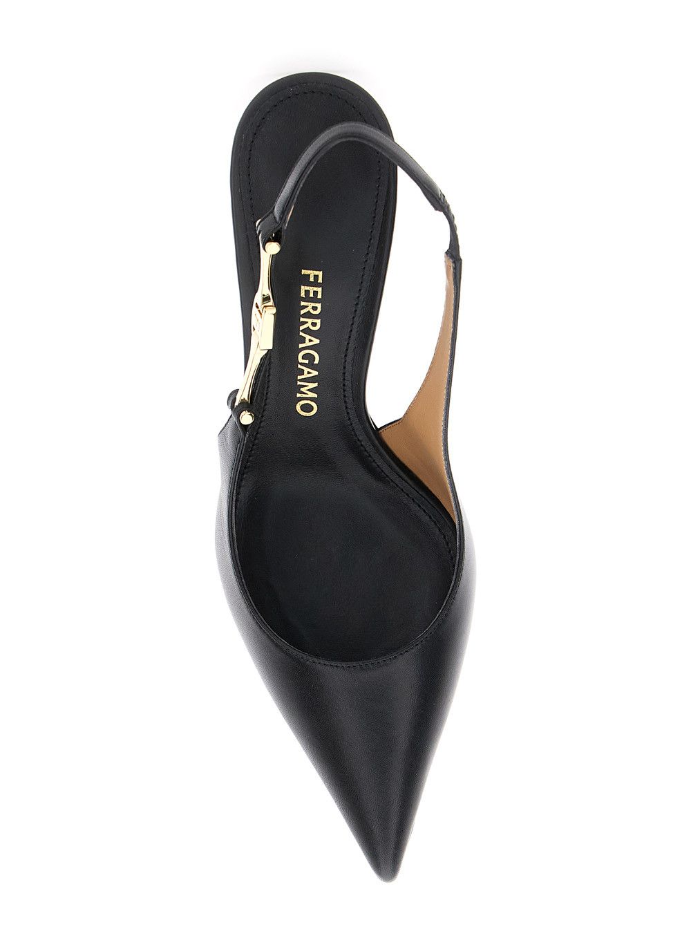 Salvatore Ferragamo 'Tally' Black Slingback Pumps with Medium Stiletto Heel in Leather Woman Size US 9 / IT 39 - 4 Thumbnail