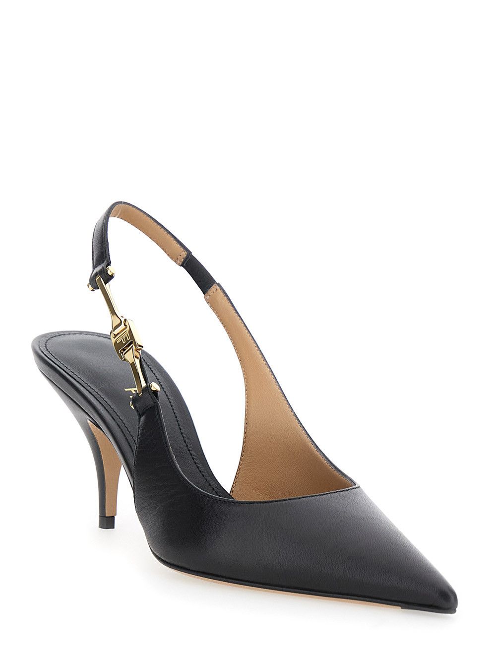 Salvatore Ferragamo 'Tally' Black Slingback Pumps with Medium Stiletto Heel in Leather Woman Size US 9 / IT 39 - 2 Thumbnail