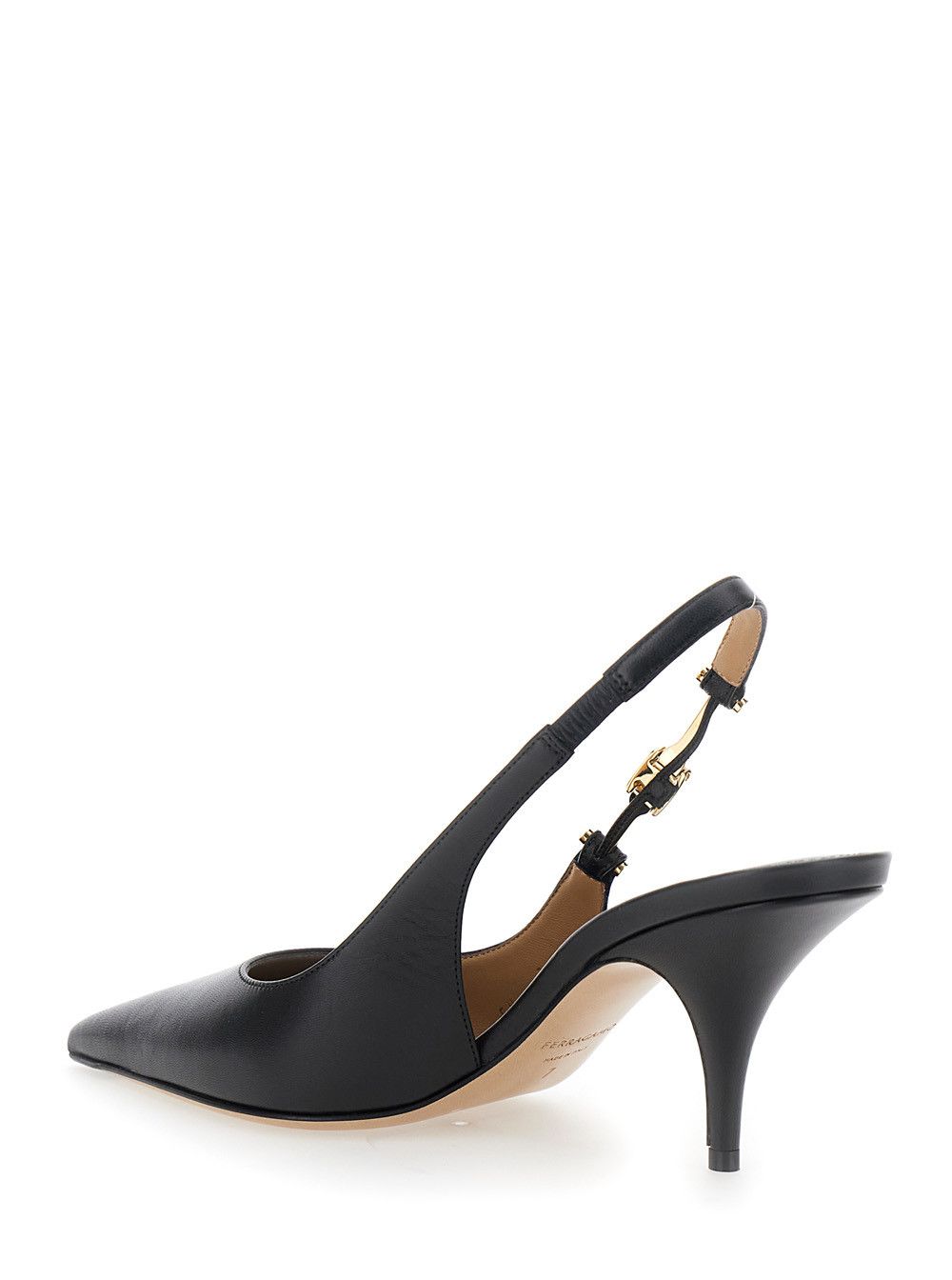 Salvatore Ferragamo 'Tally' Black Slingback Pumps with Medium Stiletto Heel in Leather Woman Size US 9 / IT 39 - 3 Thumbnail