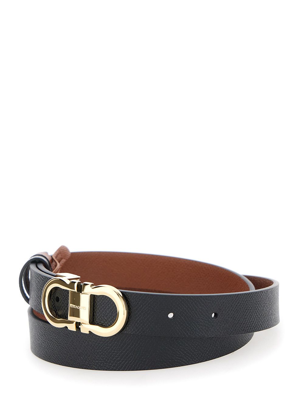 Salvatore Ferragamo Black Reversible Belt with Gancini Buckle in Leather for Women Size ONE SIZE - 2 Thumbnail