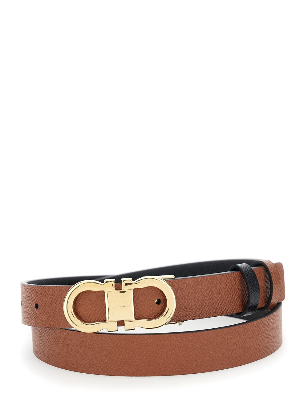 Salvatore Ferragamo Black Reversible Belt with Gancini Buckle in Leather for Women Size ONE SIZE - 4 Thumbnail