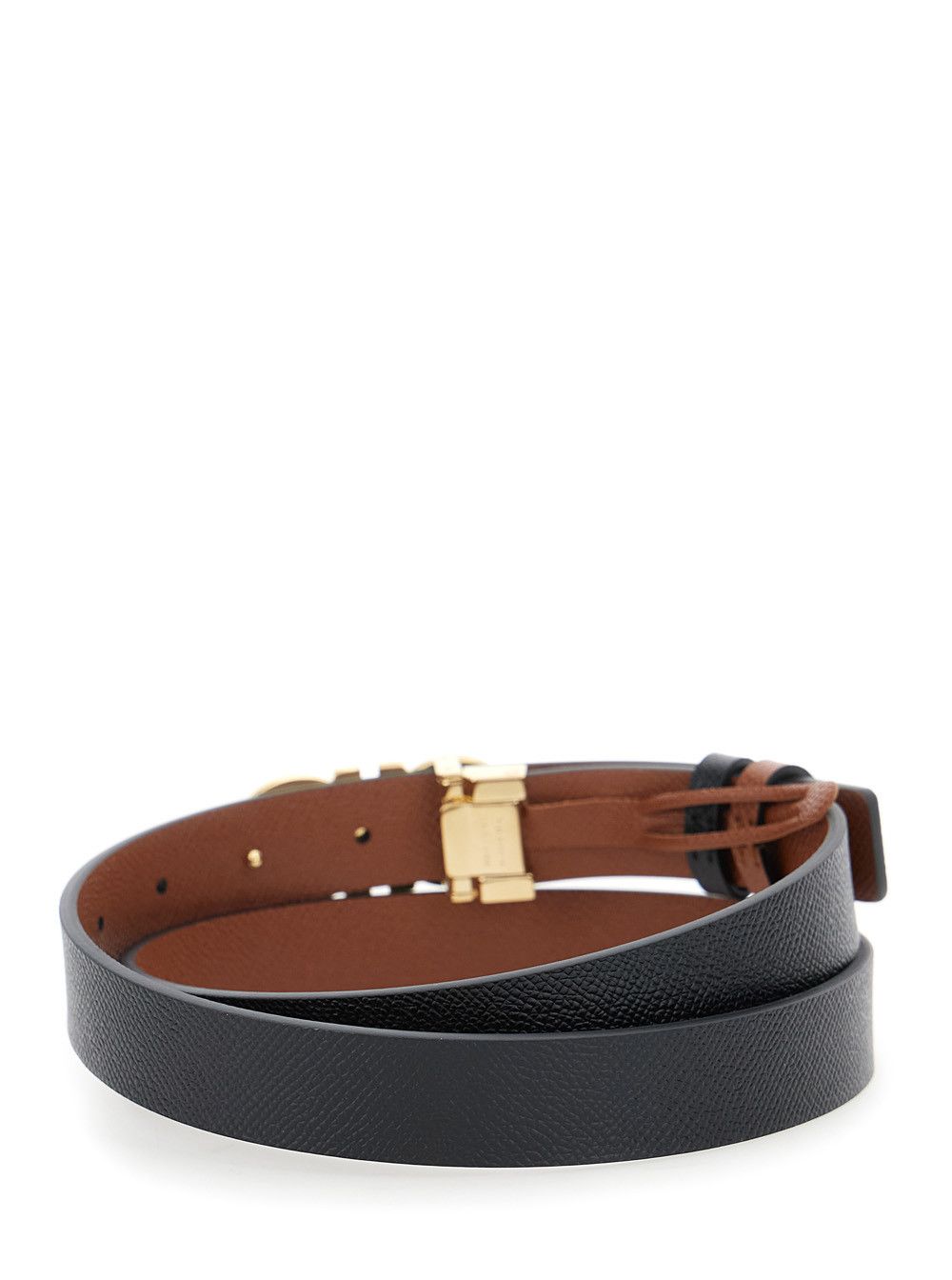 Salvatore Ferragamo Black Reversible Belt with Gancini Buckle in Leather for Women Size ONE SIZE - 3 Thumbnail