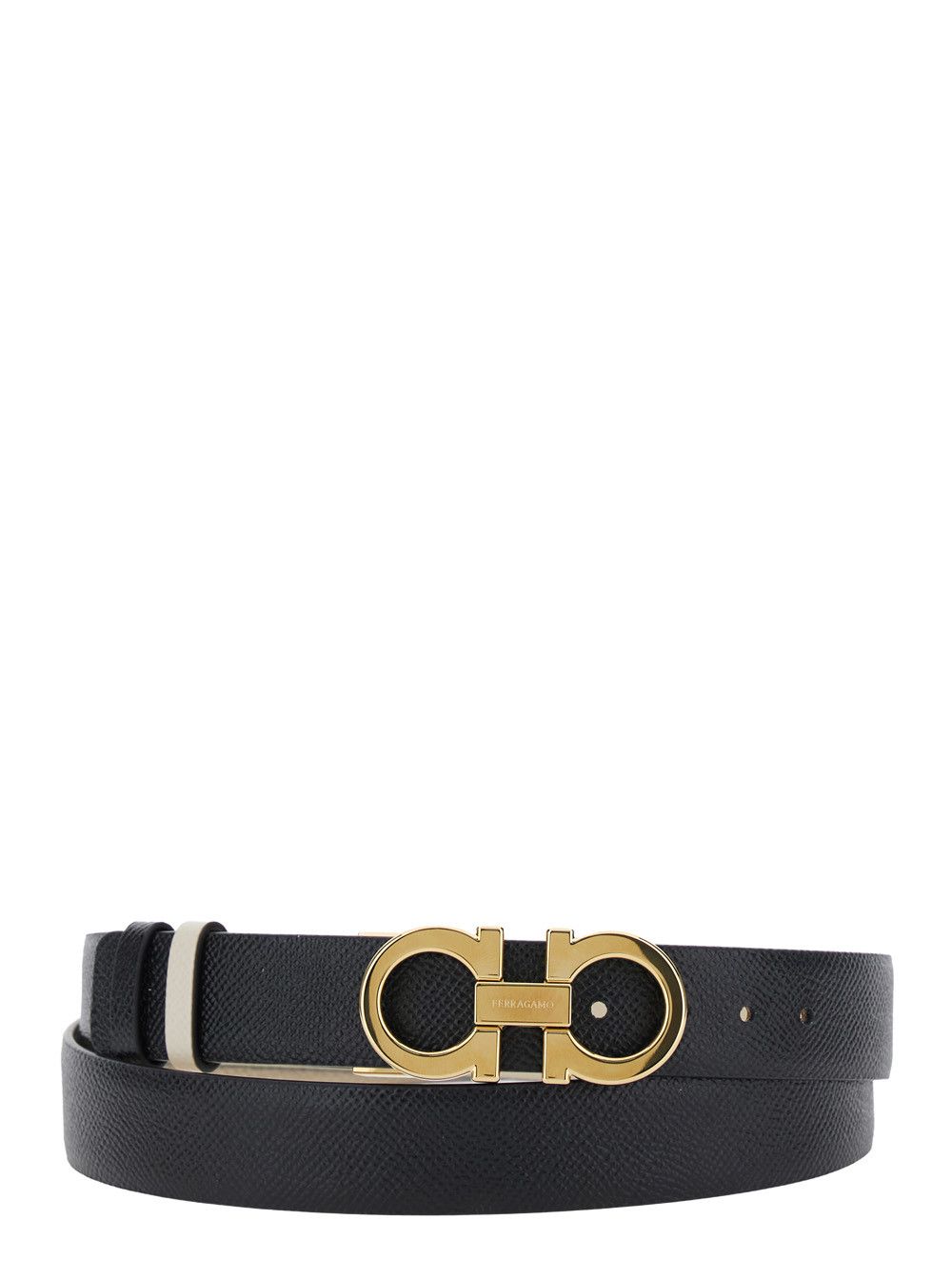 Salvatore Ferragamo White Belt with Gancini Buckle and Logo Lettering in Leather for Women Size ONE SIZE - 4 Thumbnail