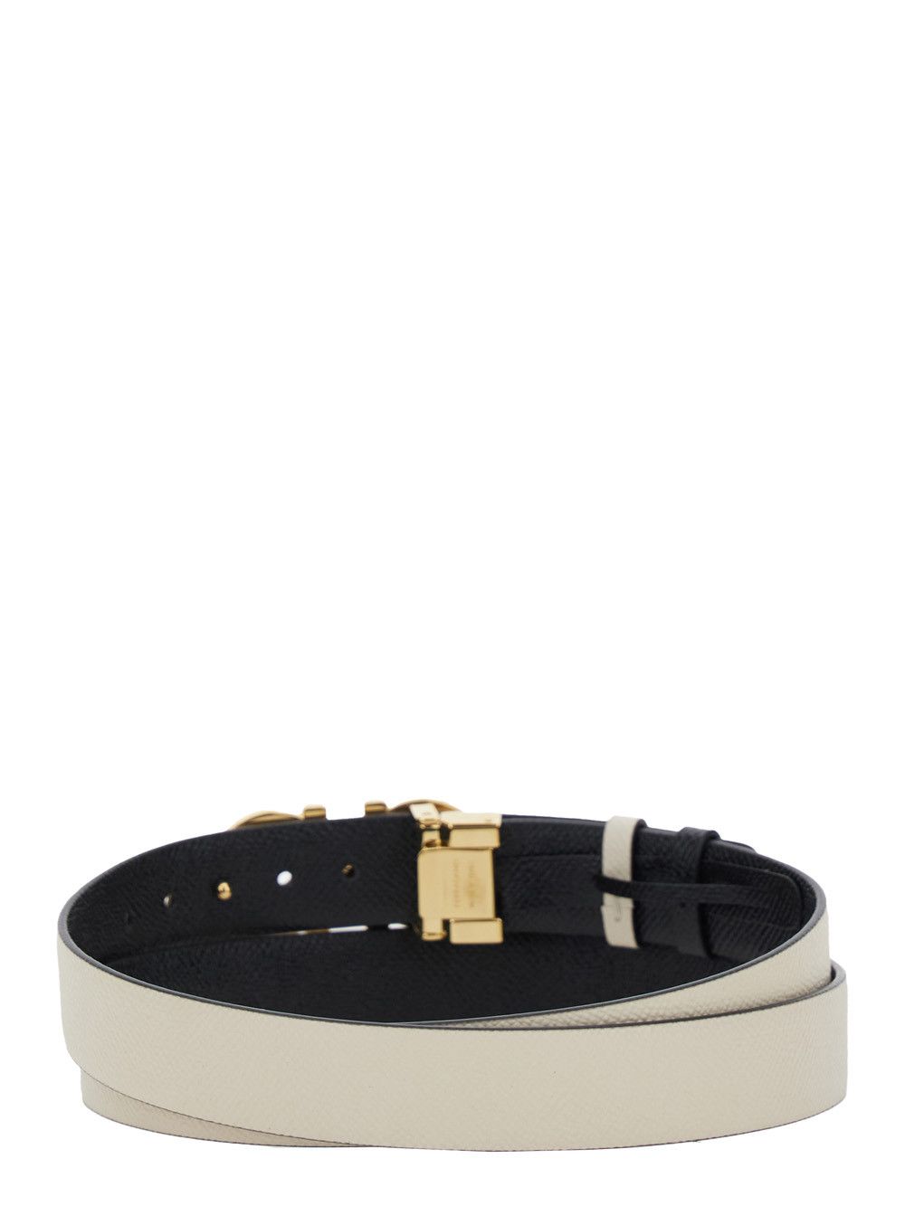 Salvatore Ferragamo White Belt with Gancini Buckle and Logo Lettering in Leather for Women Size ONE SIZE - 3 Thumbnail