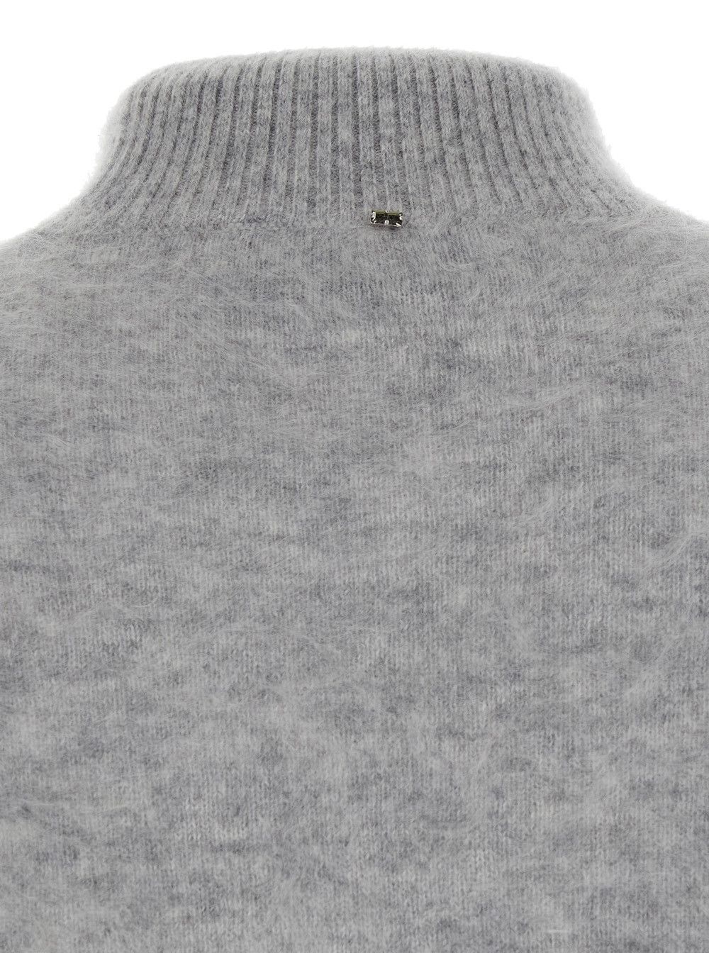 Sportmax 'Gubbio' Grey Cropped Sweater with High Neck in Cashmere Woman Size M / US 6-8 / IT 42-44 - 3 Thumbnail