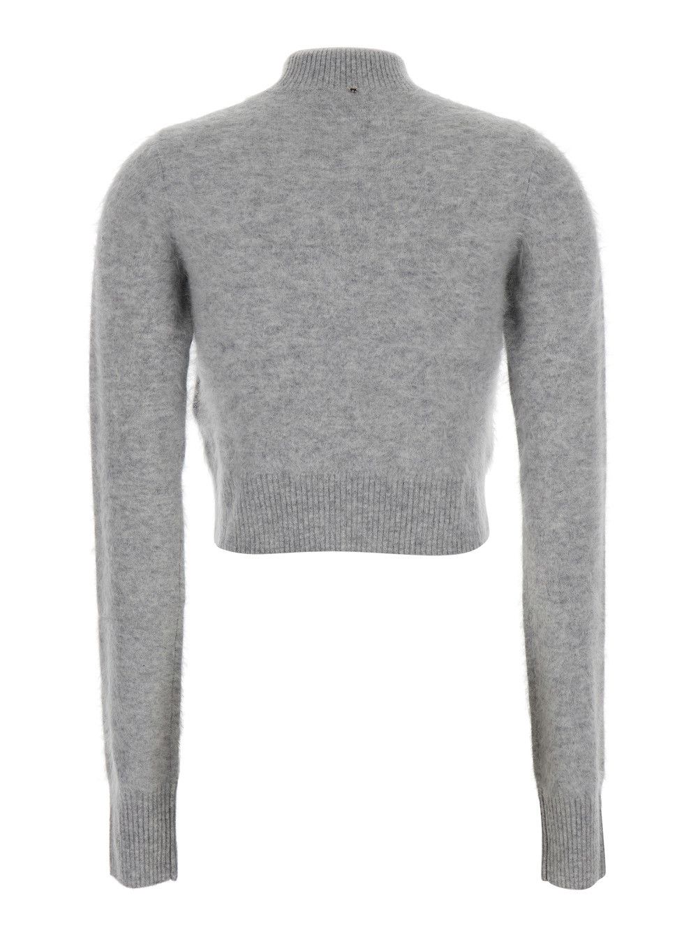 Sportmax 'Gubbio' Grey Cropped Sweater with High Neck in Cashmere Woman Size M / US 6-8 / IT 42-44 - 2 Thumbnail