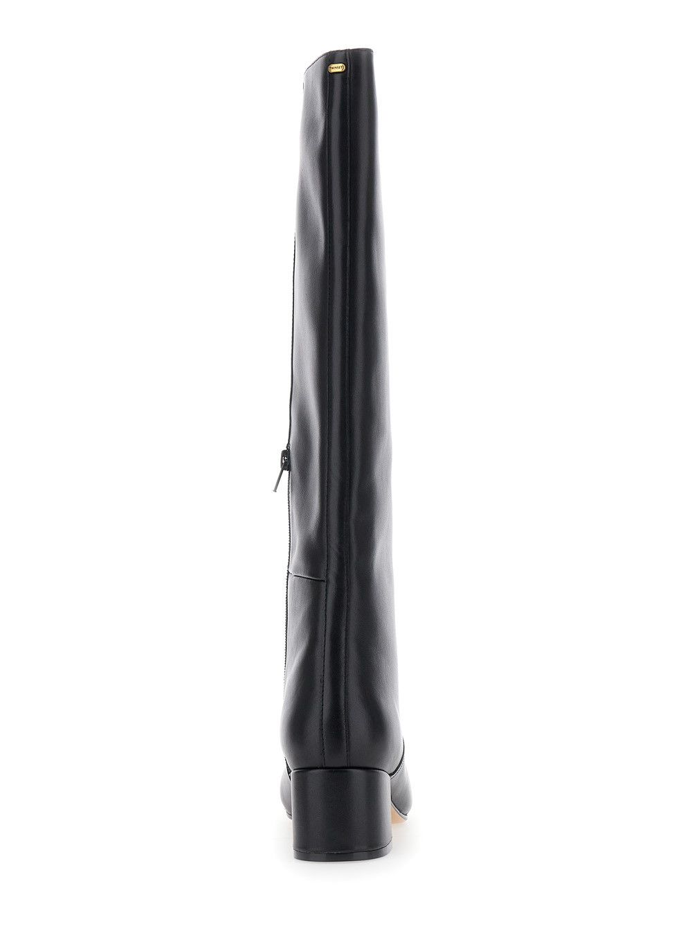 TWINSET Black Knee High Boots with Round Toe in Leather Woman Size US 10 / IT 40 - 4 Thumbnail