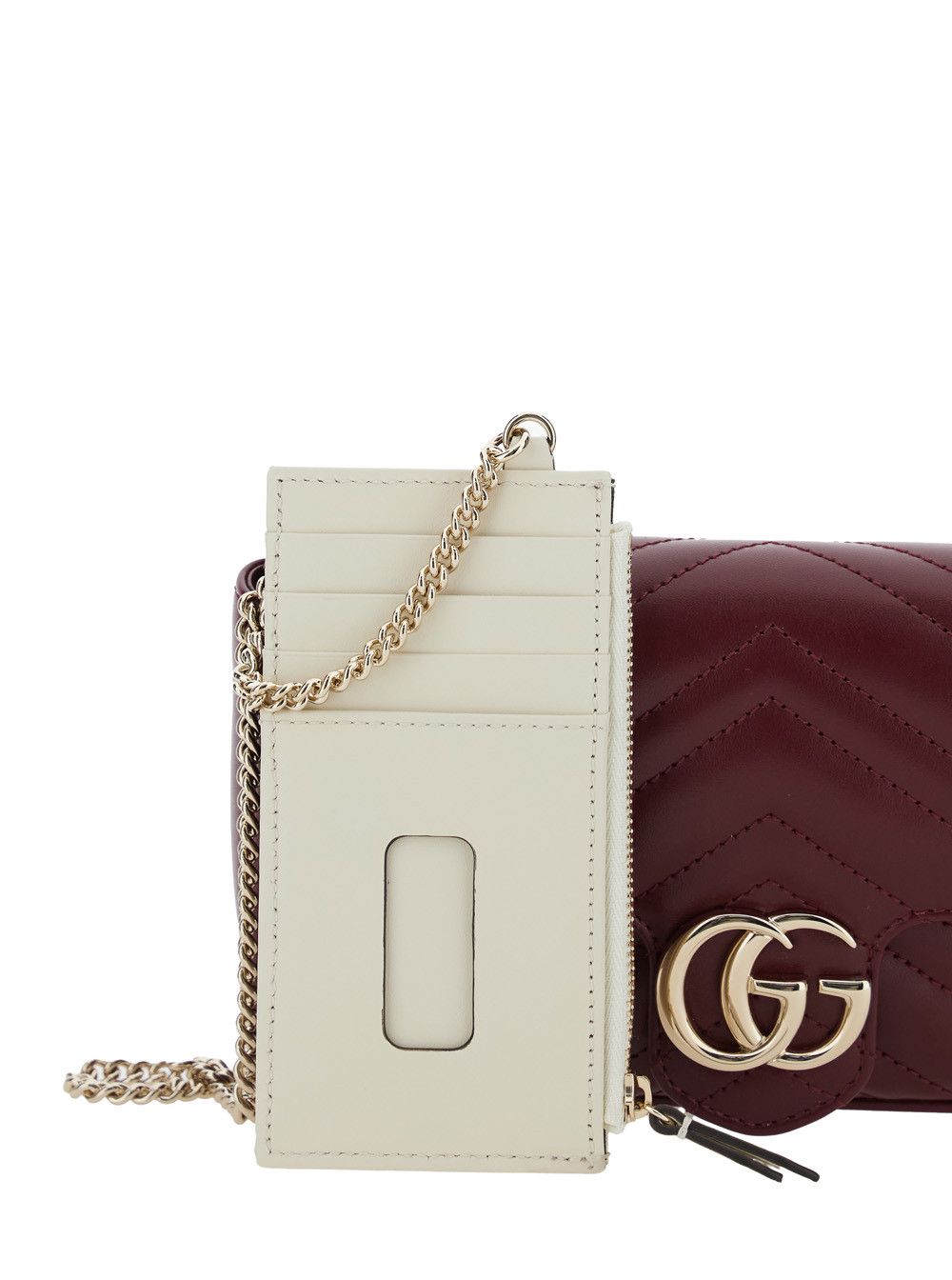 Gucci 'GG Marmont 2.0' Bordeaux Mini Crossbody Bag with Double G in Chevron Leather Woman Size ONE SIZE - 5 Thumbnail